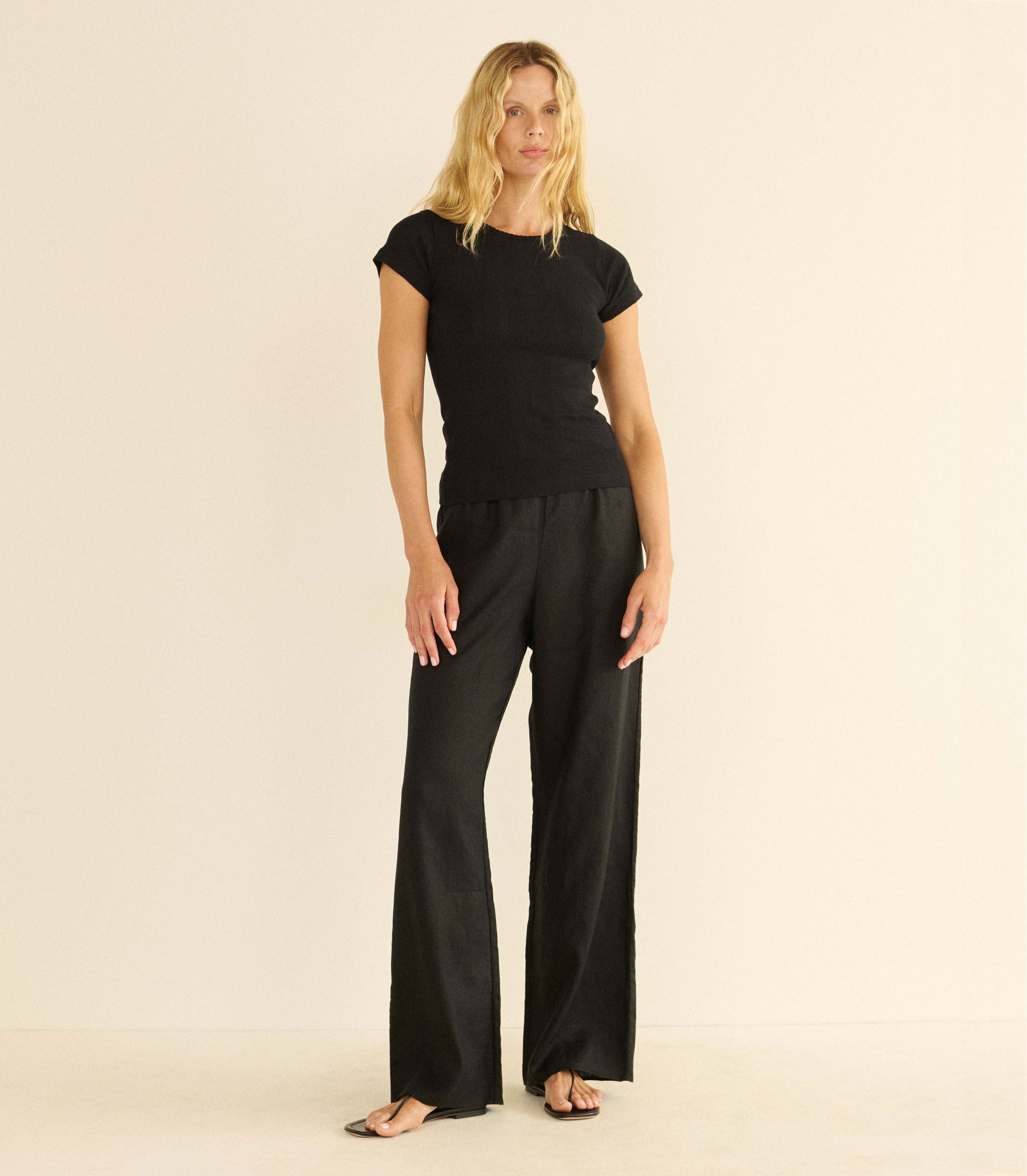 Lavon Linen Pant - Black | DÔEN