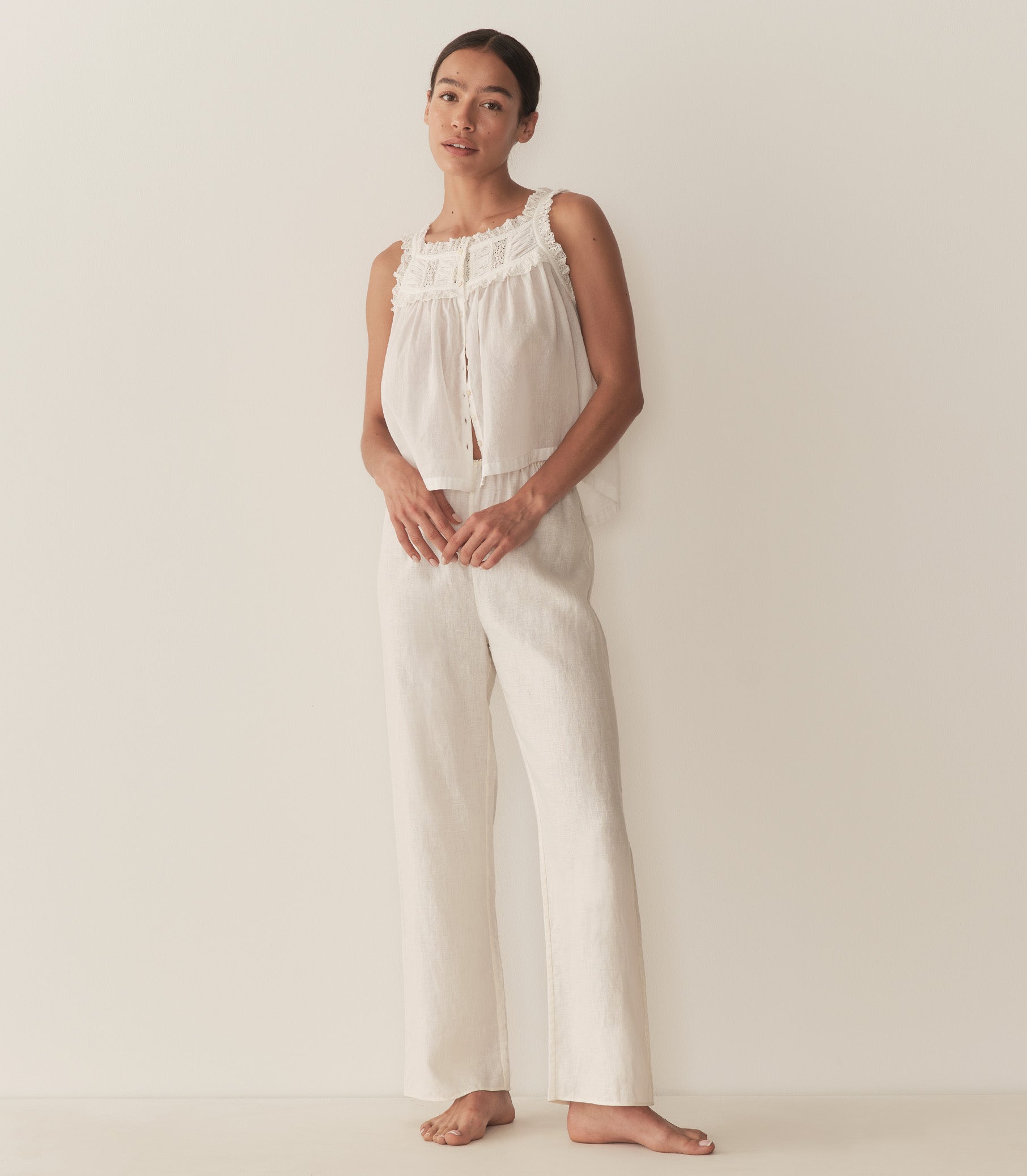 LAVON LINEN PANT -- SALT view 4