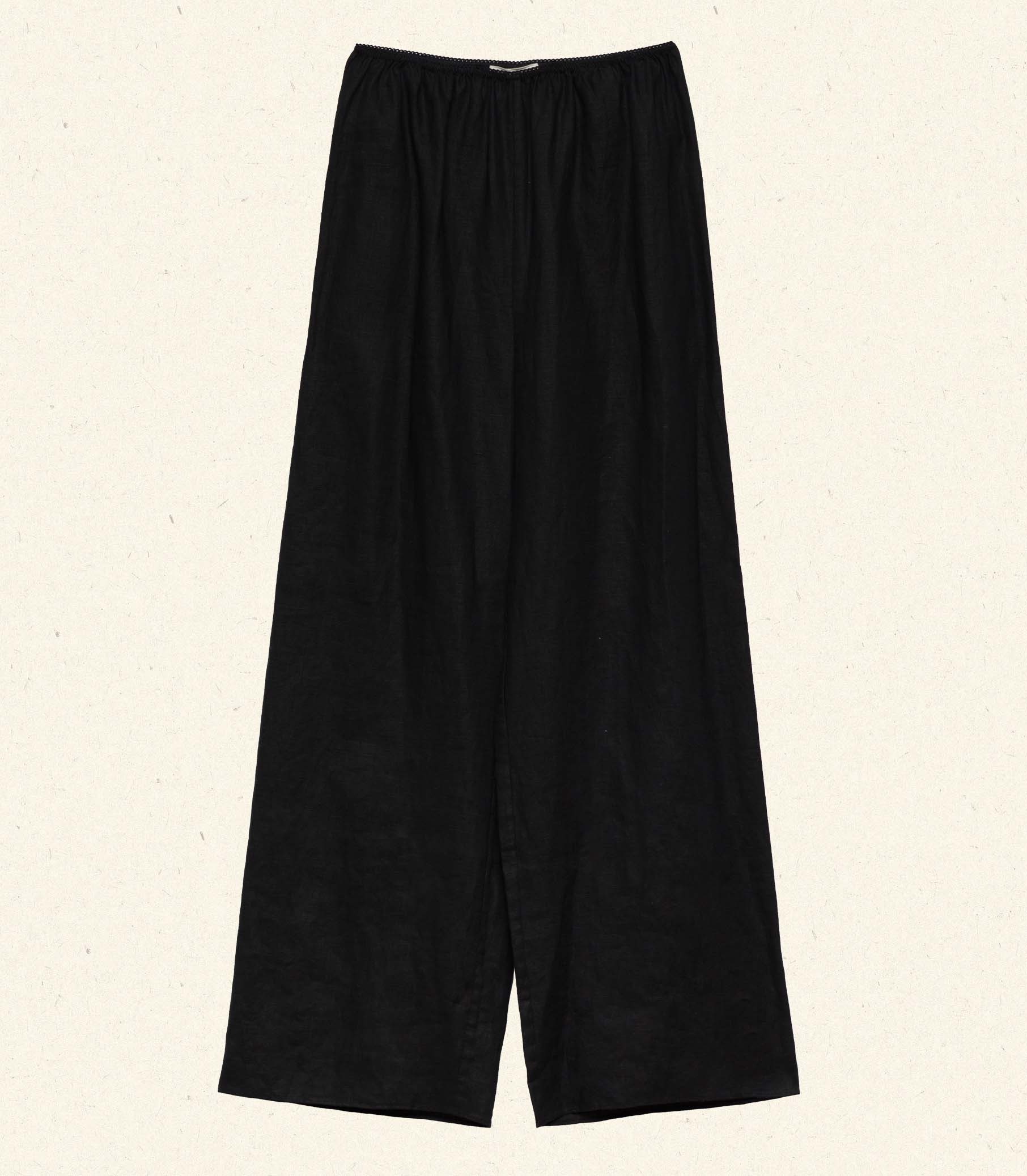 LAVON LINEN PANT -- BLACK view 3