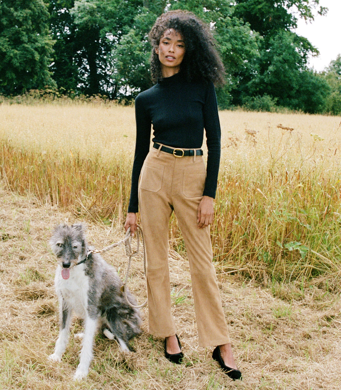 LEAH SUEDE PANT -- STAG