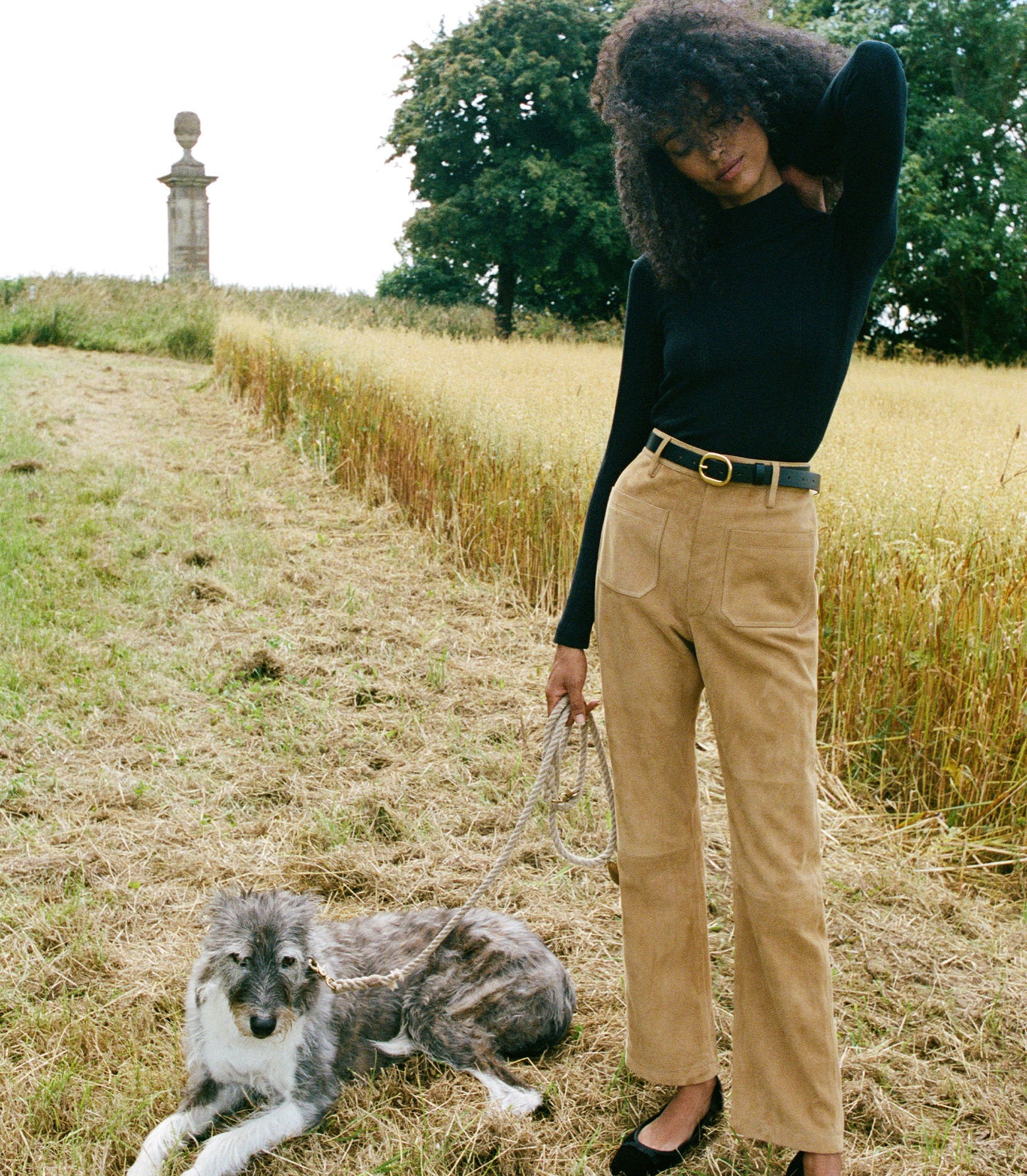 LEAH SUEDE PANT -- STAG