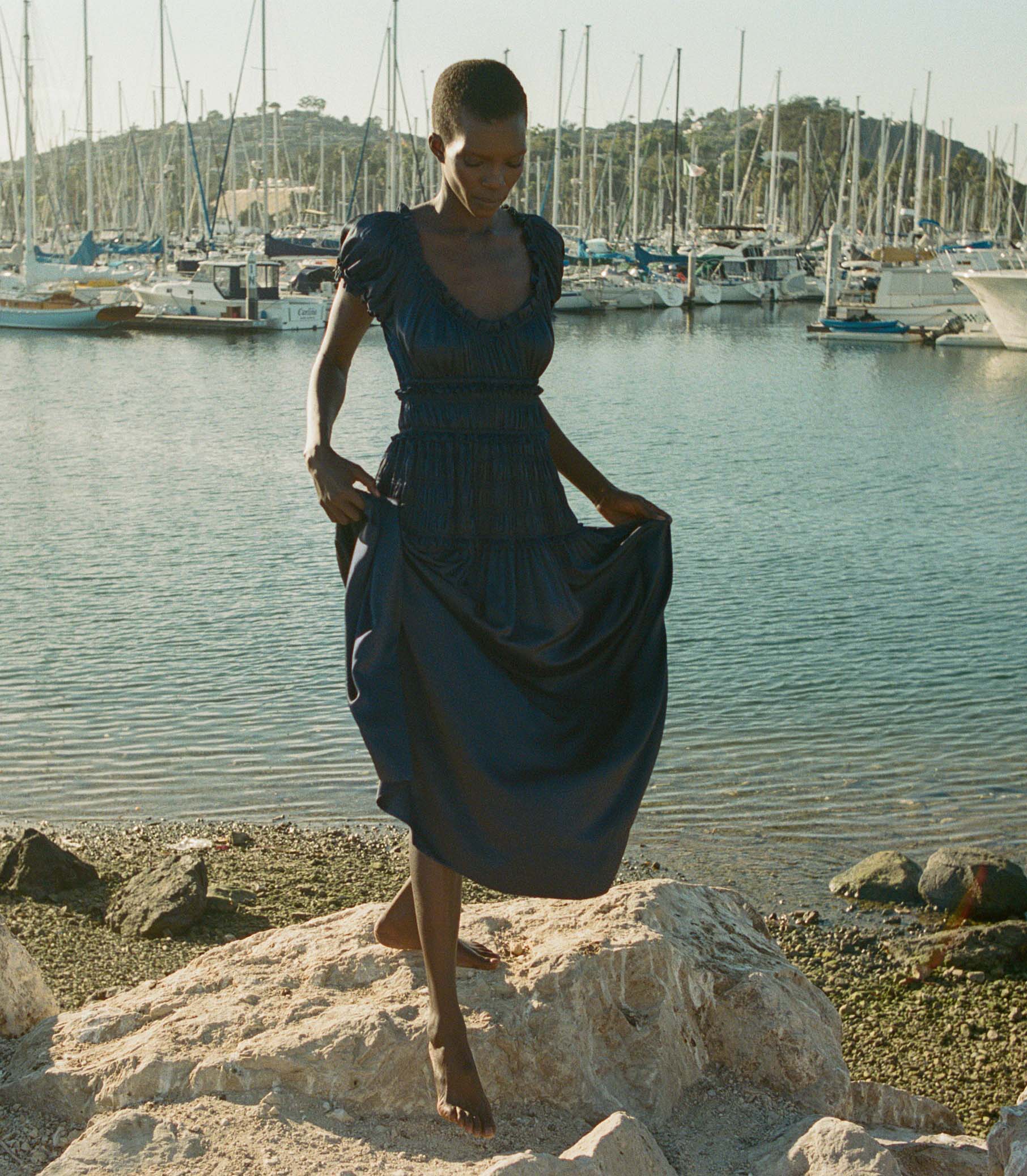 HMD -- LEANNE DRESS -- NAVY view 2
