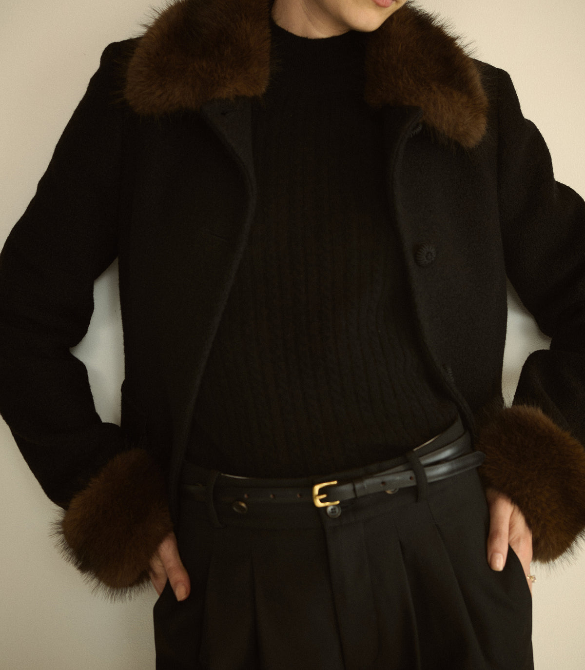 LENNON FUR JACKET -- BLACK view 4
