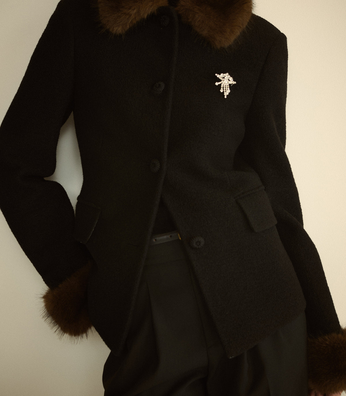 LENNON FUR JACKET -- BLACK view 5
