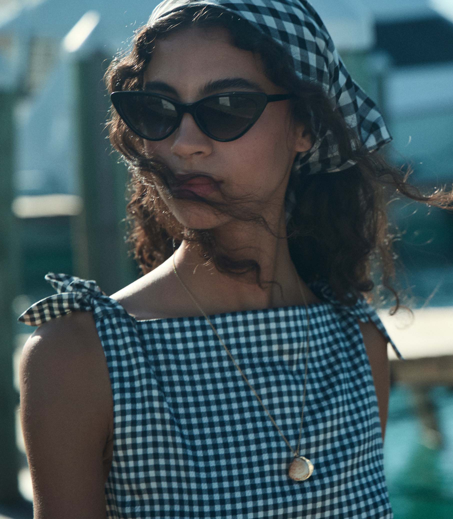 LIRIEL TOP -- NAVY VALENCIA GINGHAM view 3