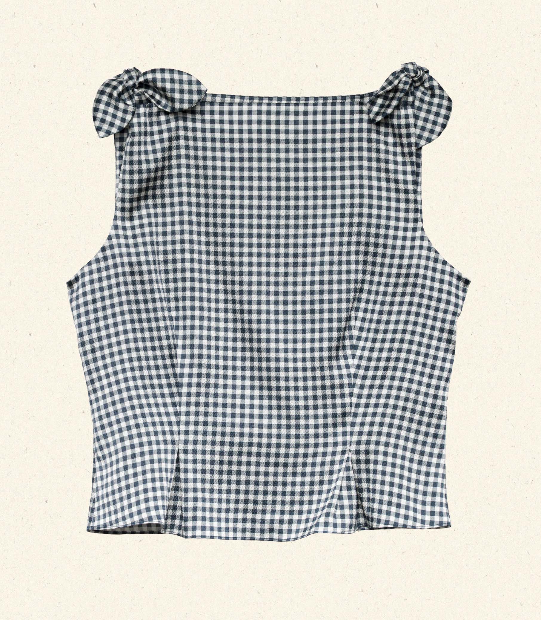 LIRIEL TOP -- NAVY VALENCIA GINGHAM view 6