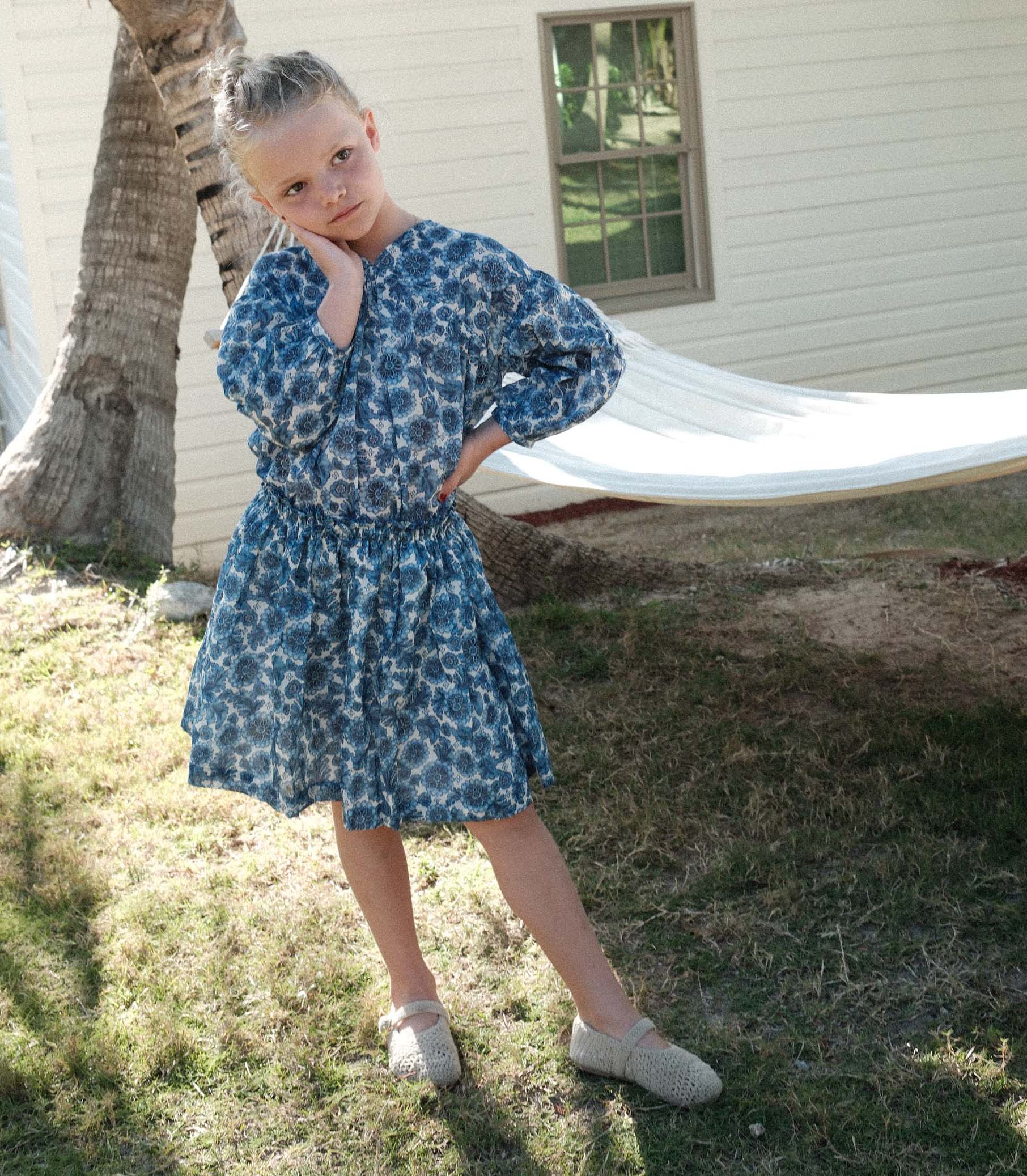 MILIANNE SKIRT -- BLEU SOLEIL FLEURIT