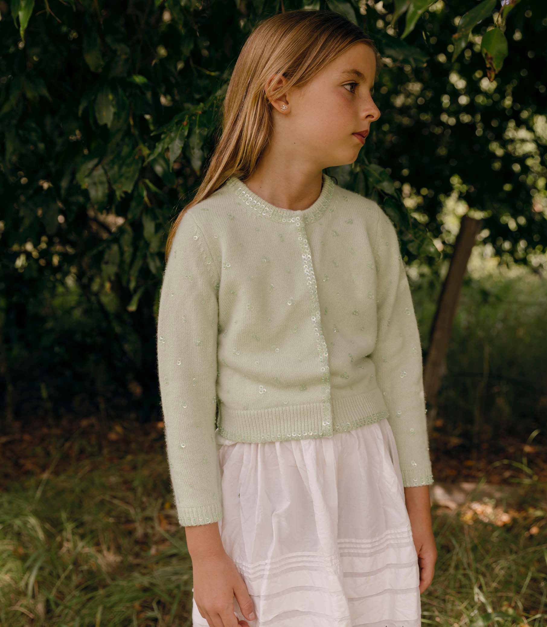 LITTLE PAILLETTE CARDIGAN -- MINT TEA view 1