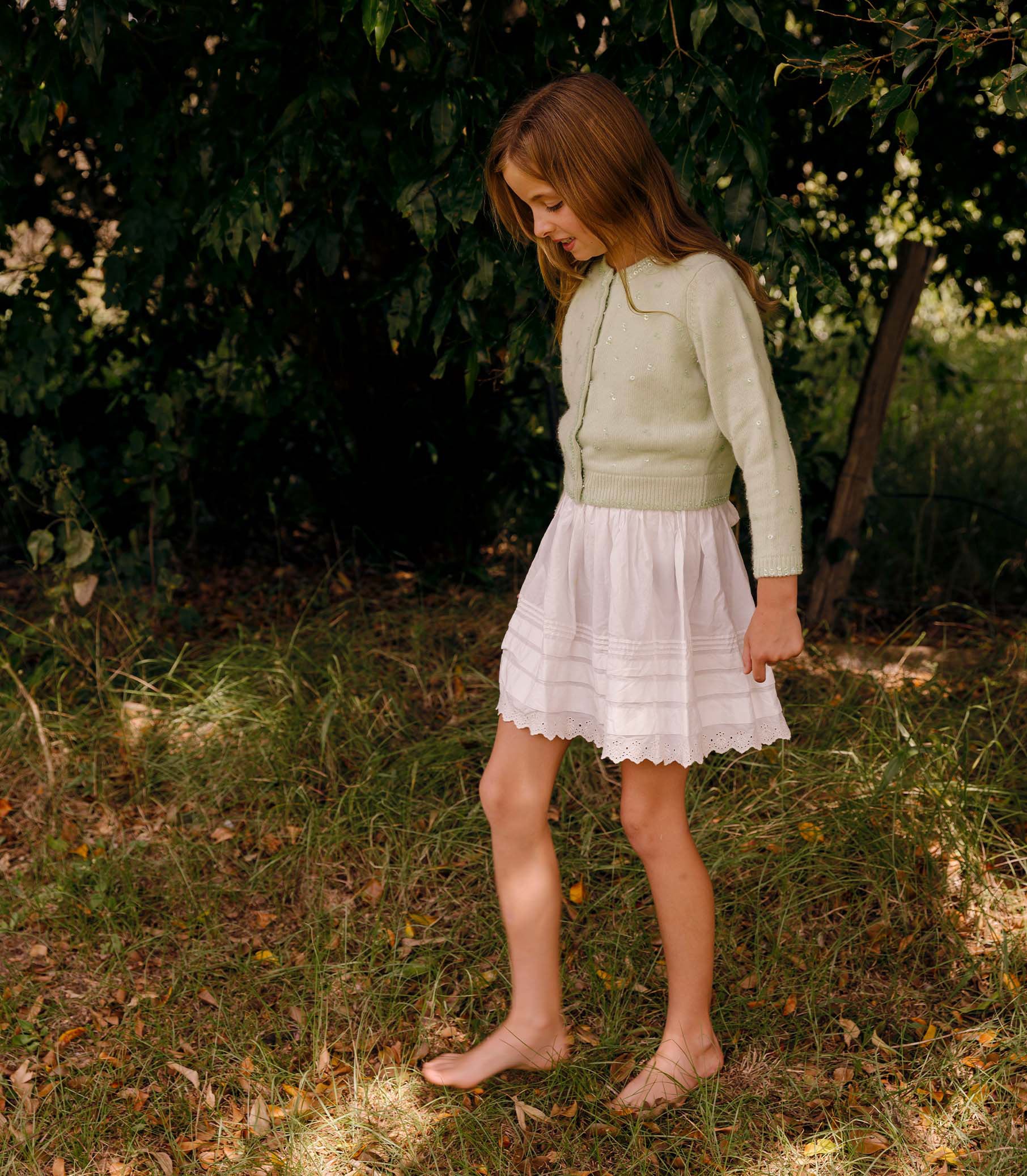 LITTLE PAILLETTE CARDIGAN -- MINT TEA view 3