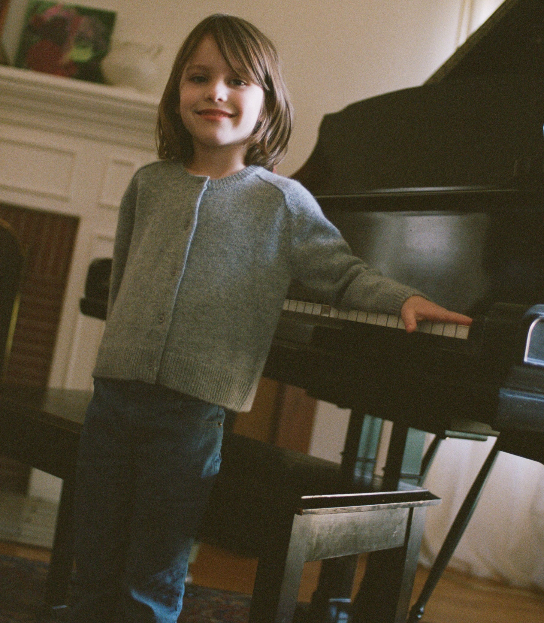 LITTLE VIVELLE CARDIGAN -- PEMBERLEY GREY view 5