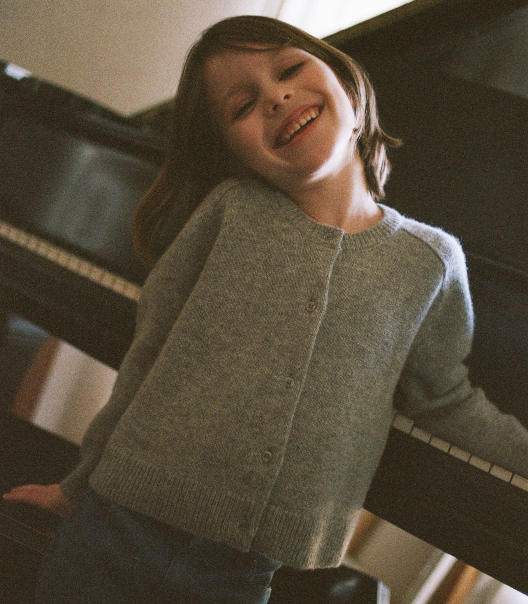 LITTLE VIVELLE CARDIGAN -- PEMBERLEY GREY view 6