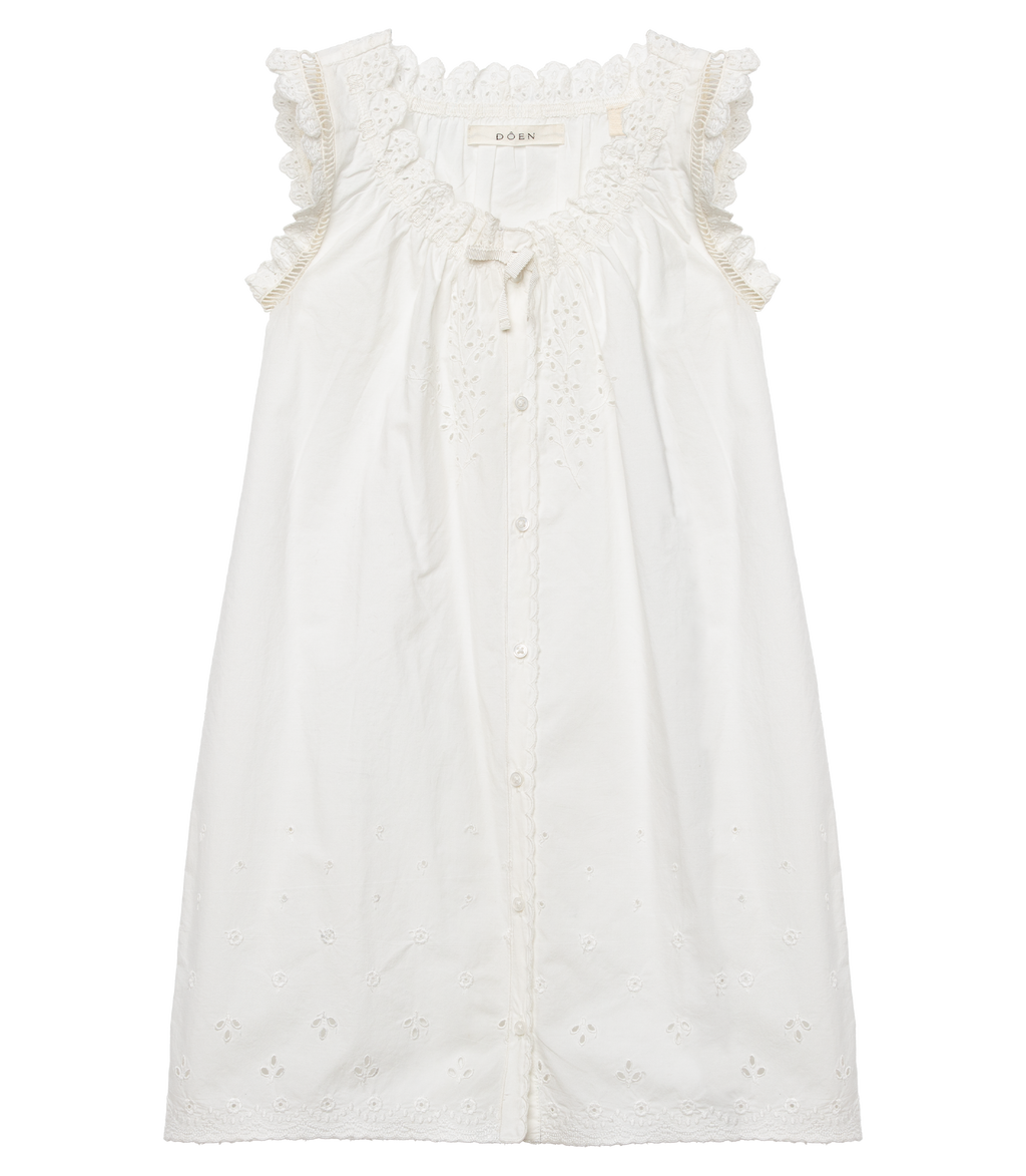 doen white cotton dress DEN Women's Quinn Cotton Shirred Midi-Dress - Salt