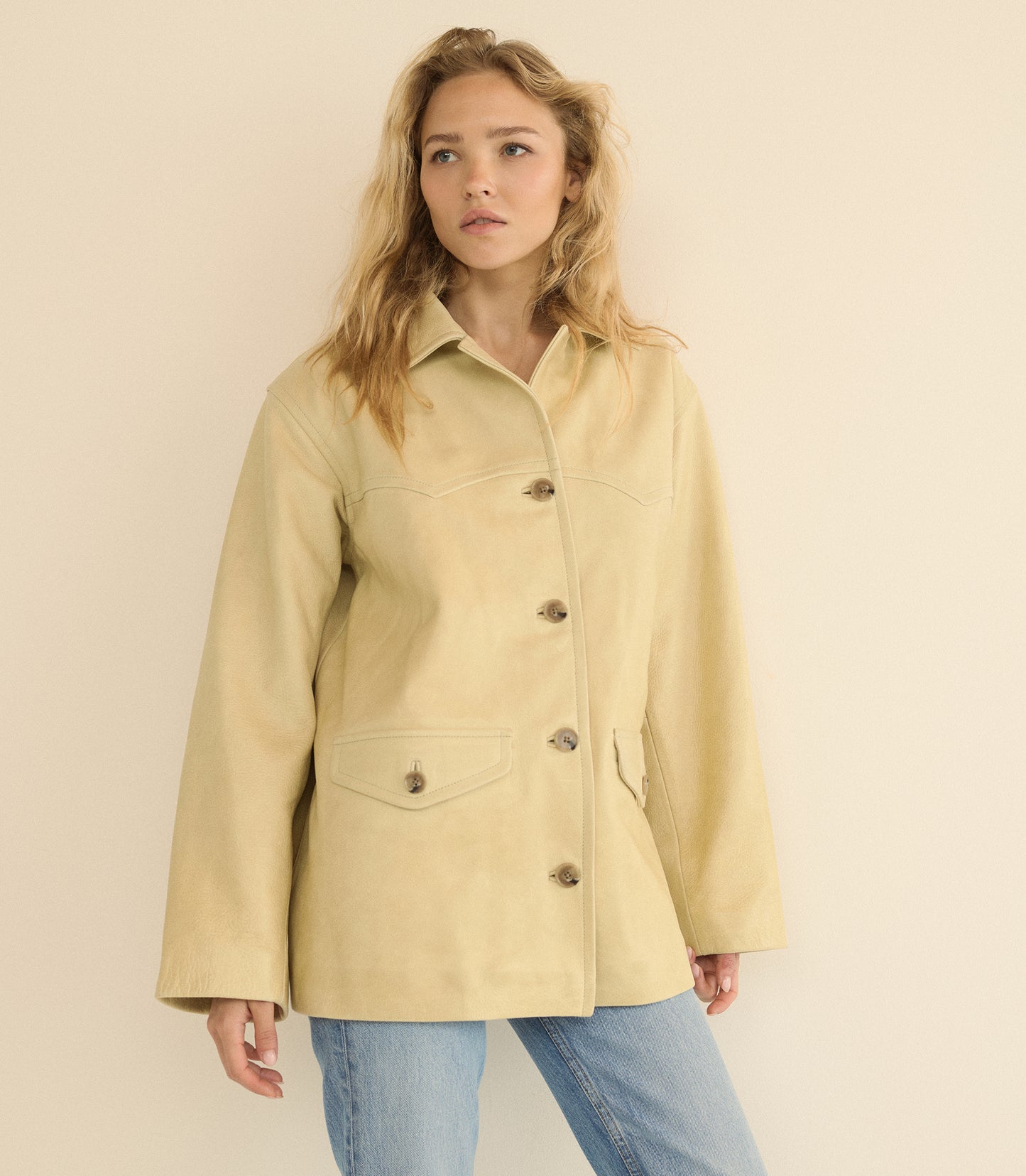 LOCKHART LEATHER JACKET -- LIMEWASH