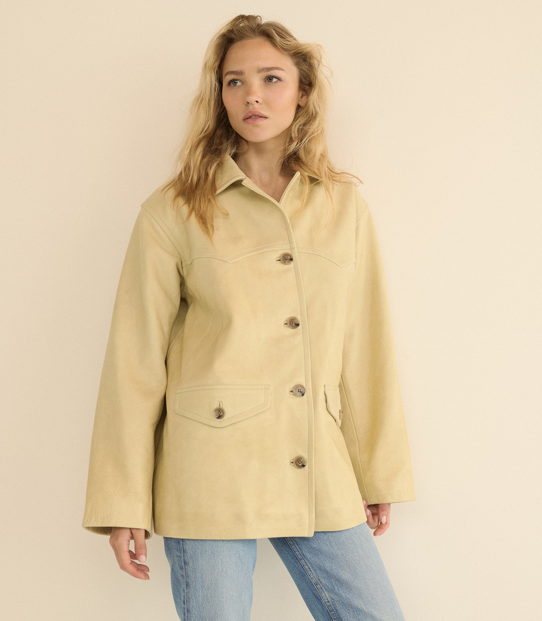 LOCKHART LEATHER JACKET -- LIMEWASH view 26
