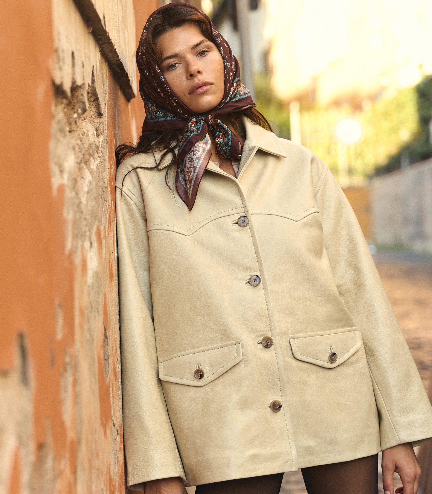 LOCKHART LEATHER JACKET -- LIMEWASH