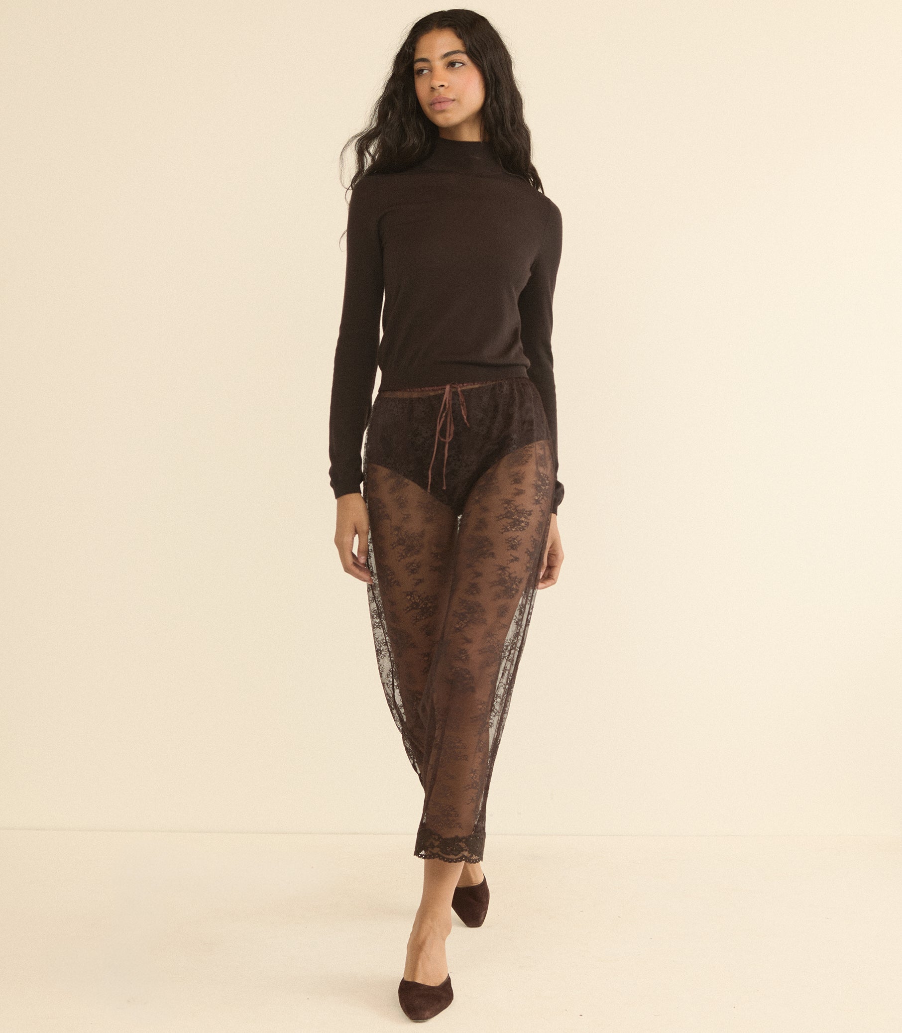 LONI LACE SKIRT SET -- EQUESTRIAN BROWN view 2
