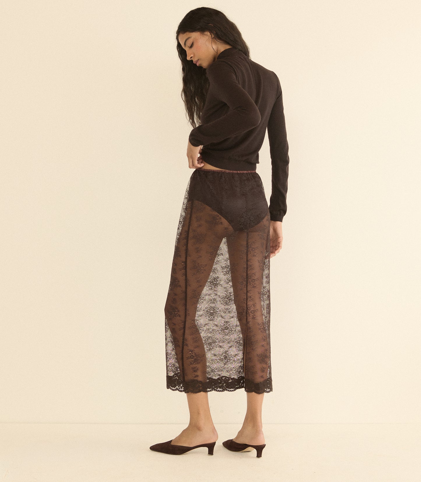LONI LACE SKIRT SET -- EQUESTRIAN BROWN