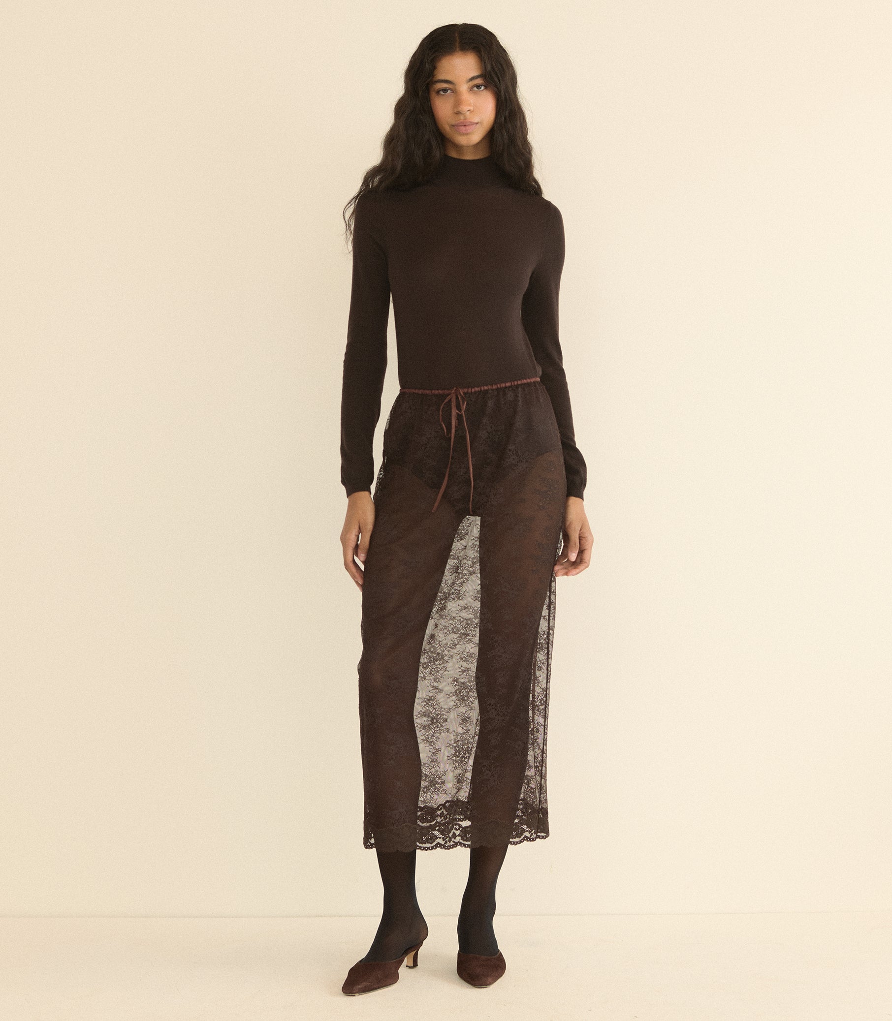 LONI LACE SKIRT SET -- EQUESTRIAN BROWN view 8
