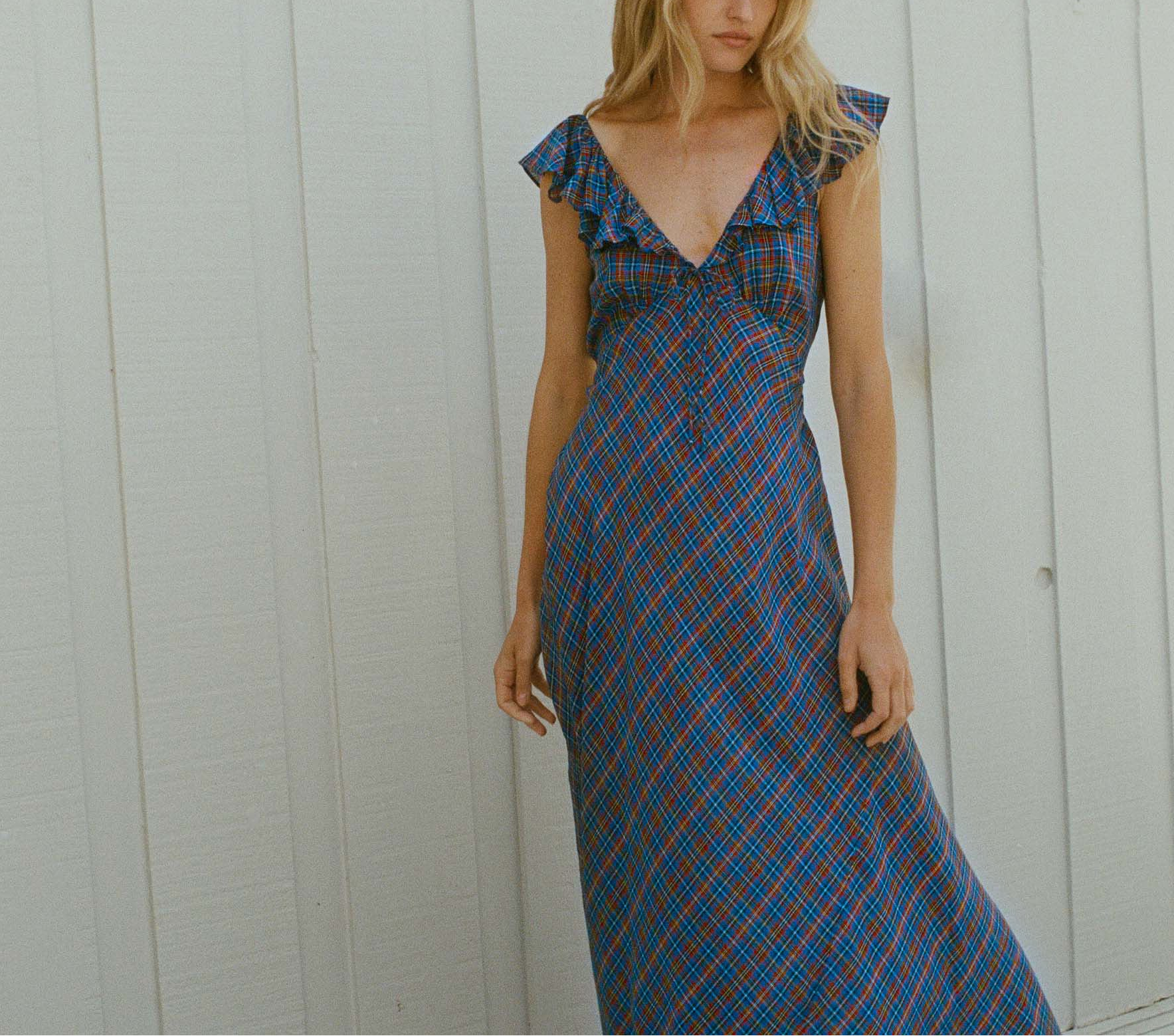 HMD -- LULANI DRESS -- AZURE FRENCH PLAID view 1
