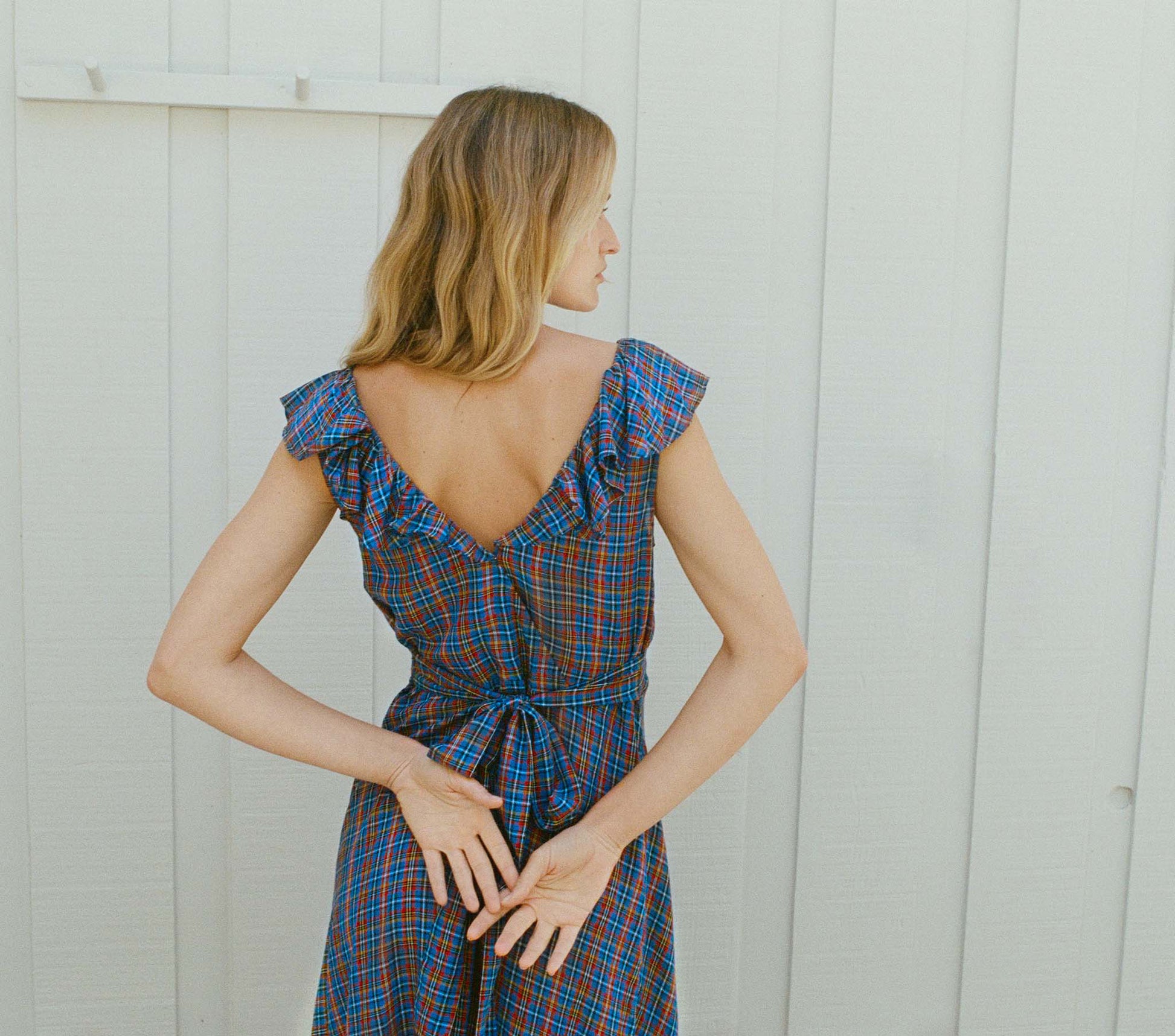 HMD -- LULANI DRESS -- AZURE FRENCH PLAID view 4
