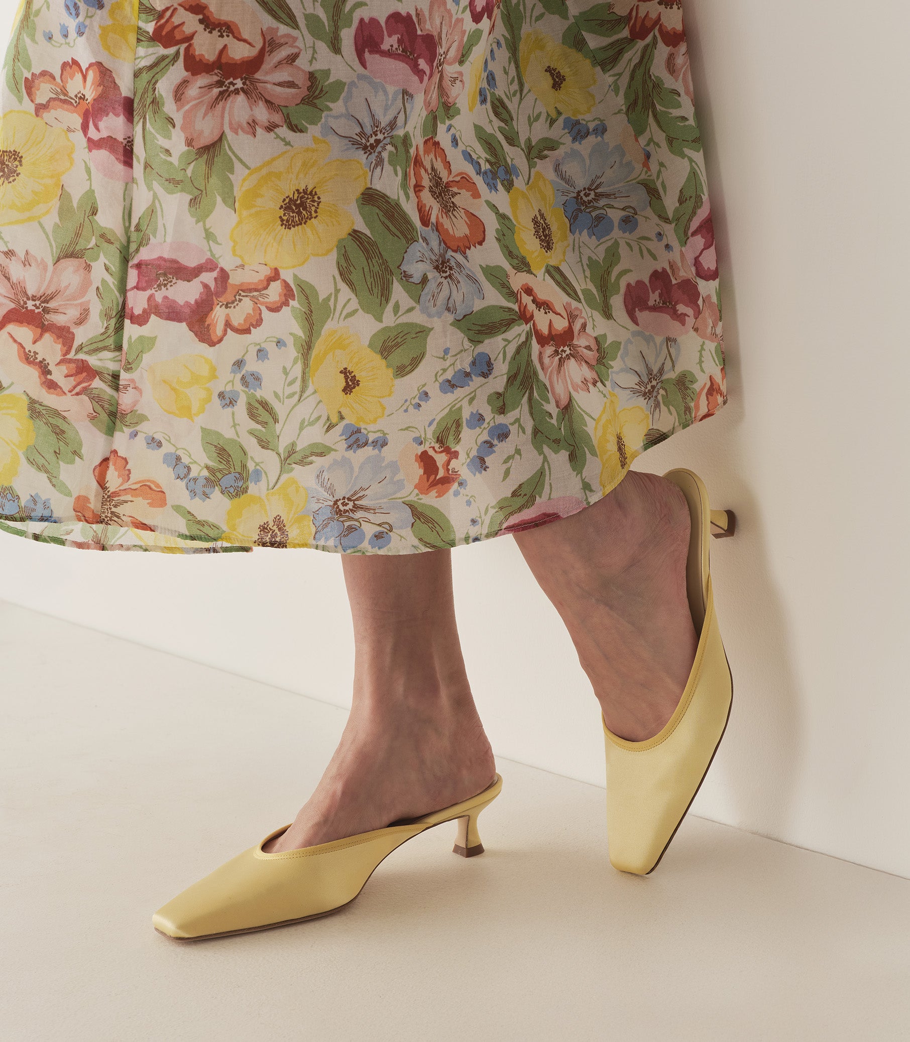 LUMA HEEL -- LEMON SATIN view 1