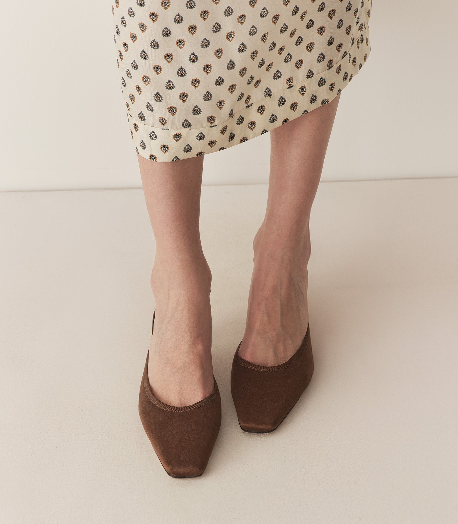 LUMA HEEL -- CHOCOLATE SATIN view 4
