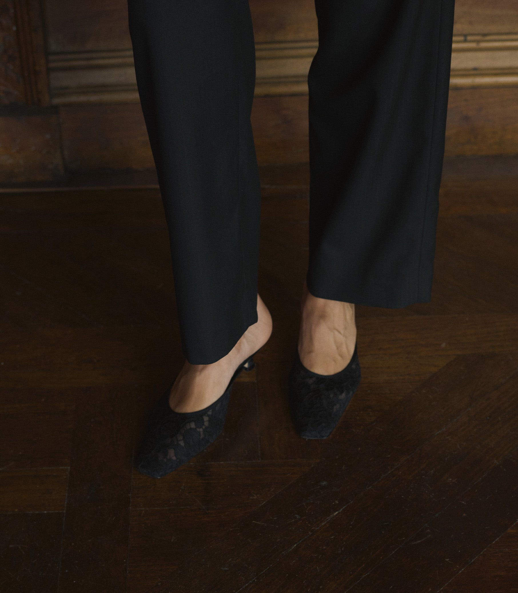 LUMA HEEL -- BLACK LACE view 1