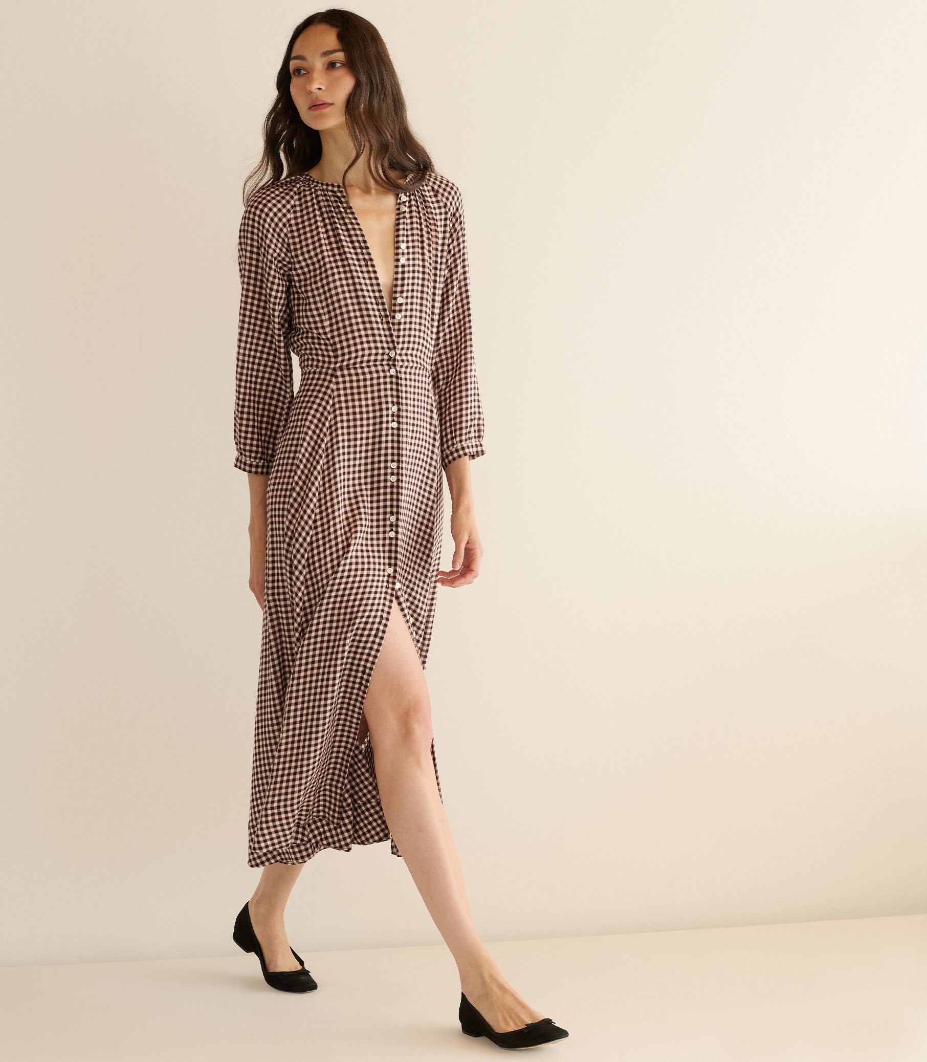 MADELAINE DRESS -- DELPHINE PLAID view 2