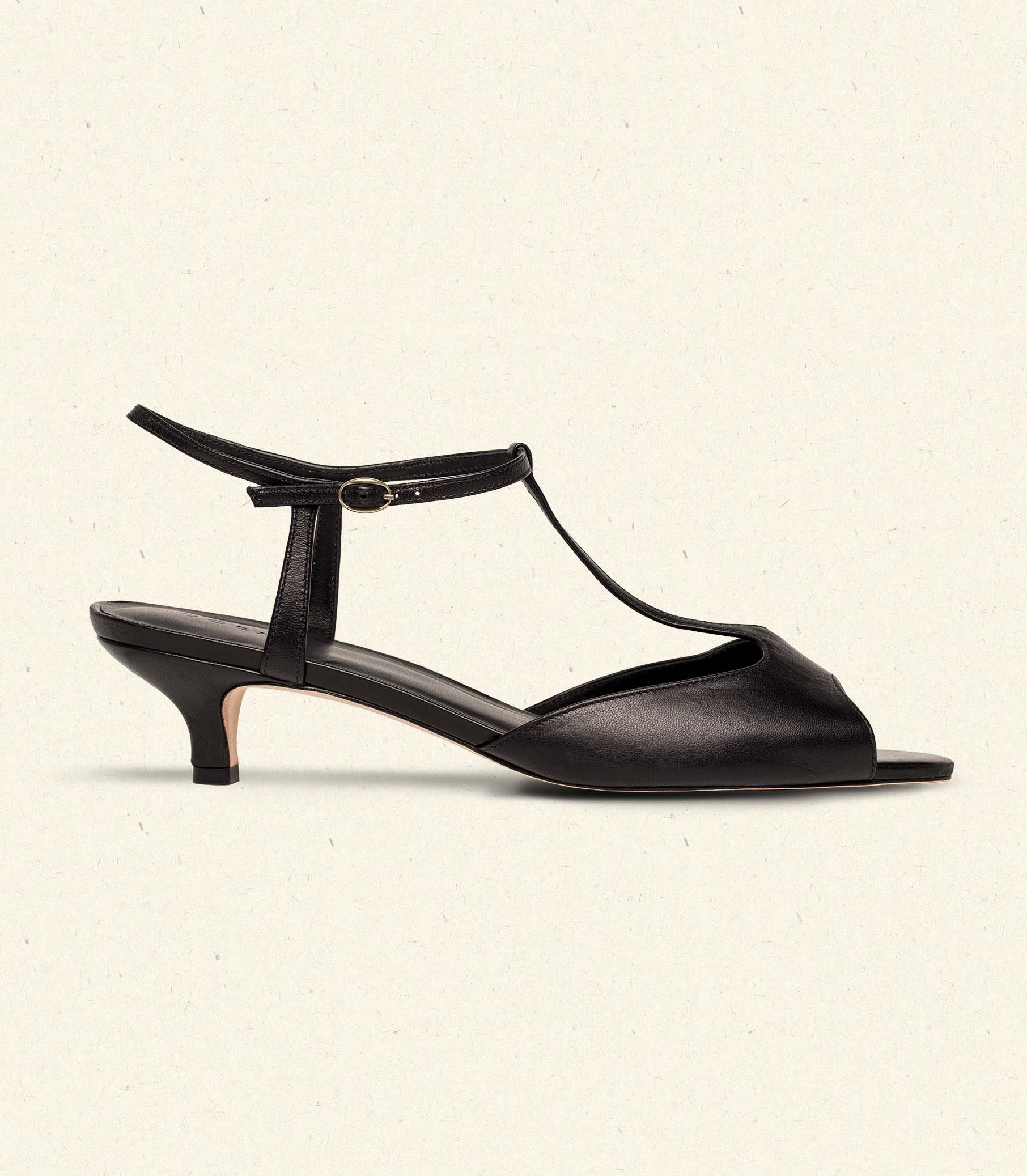 MAISIE T-STRAP HEEL -- BLACK BOX CALF view 3