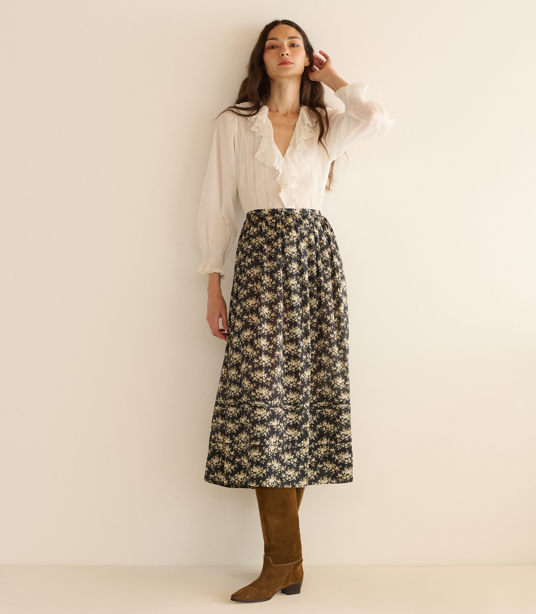 MARCIE SKIRT -- NOIR ROSIER FLORAL view 2