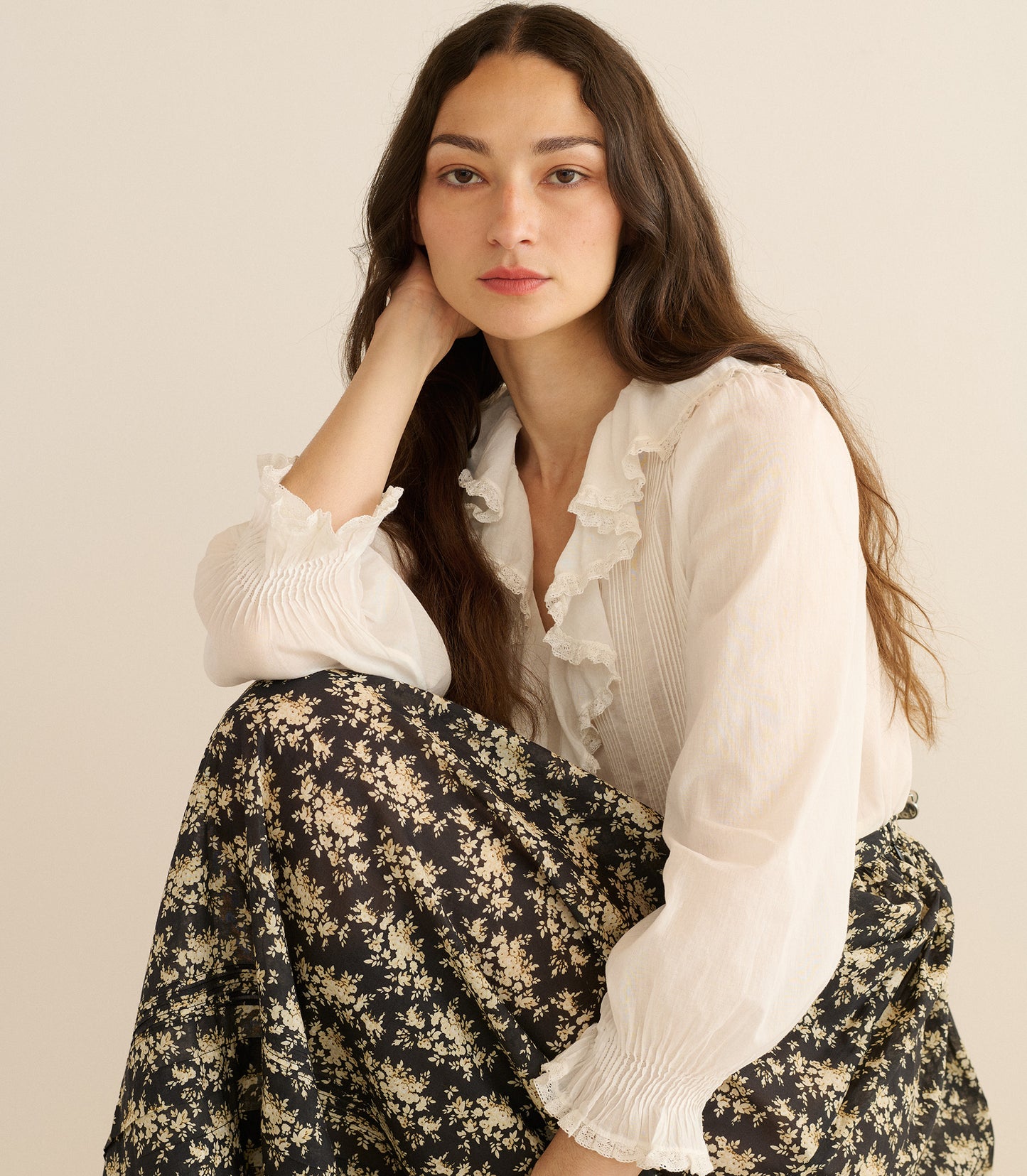 MARCIE SKIRT -- NOIR ROSIER FLORAL