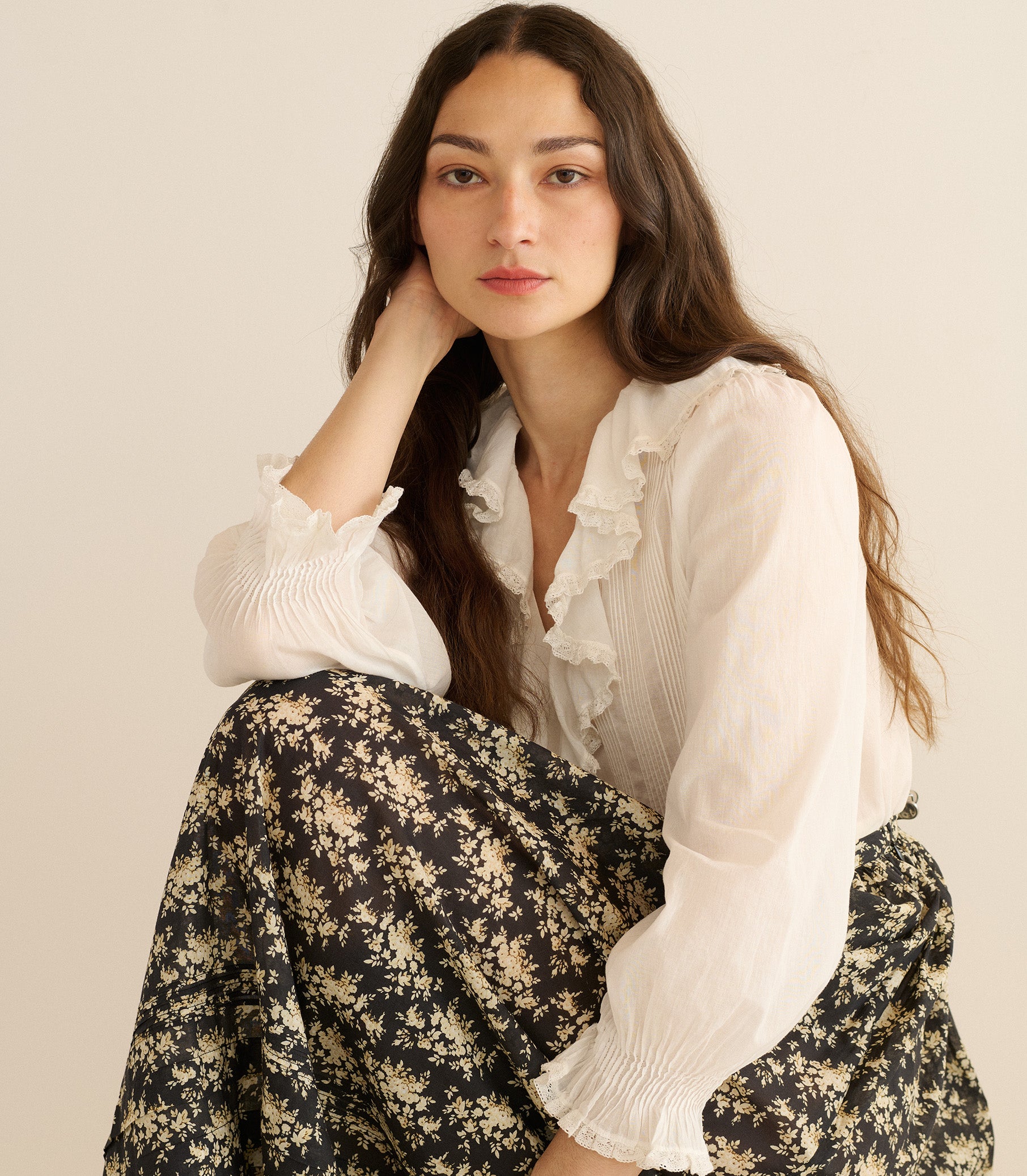 MARCIE SKIRT -- NOIR ROSIER FLORAL view 4
