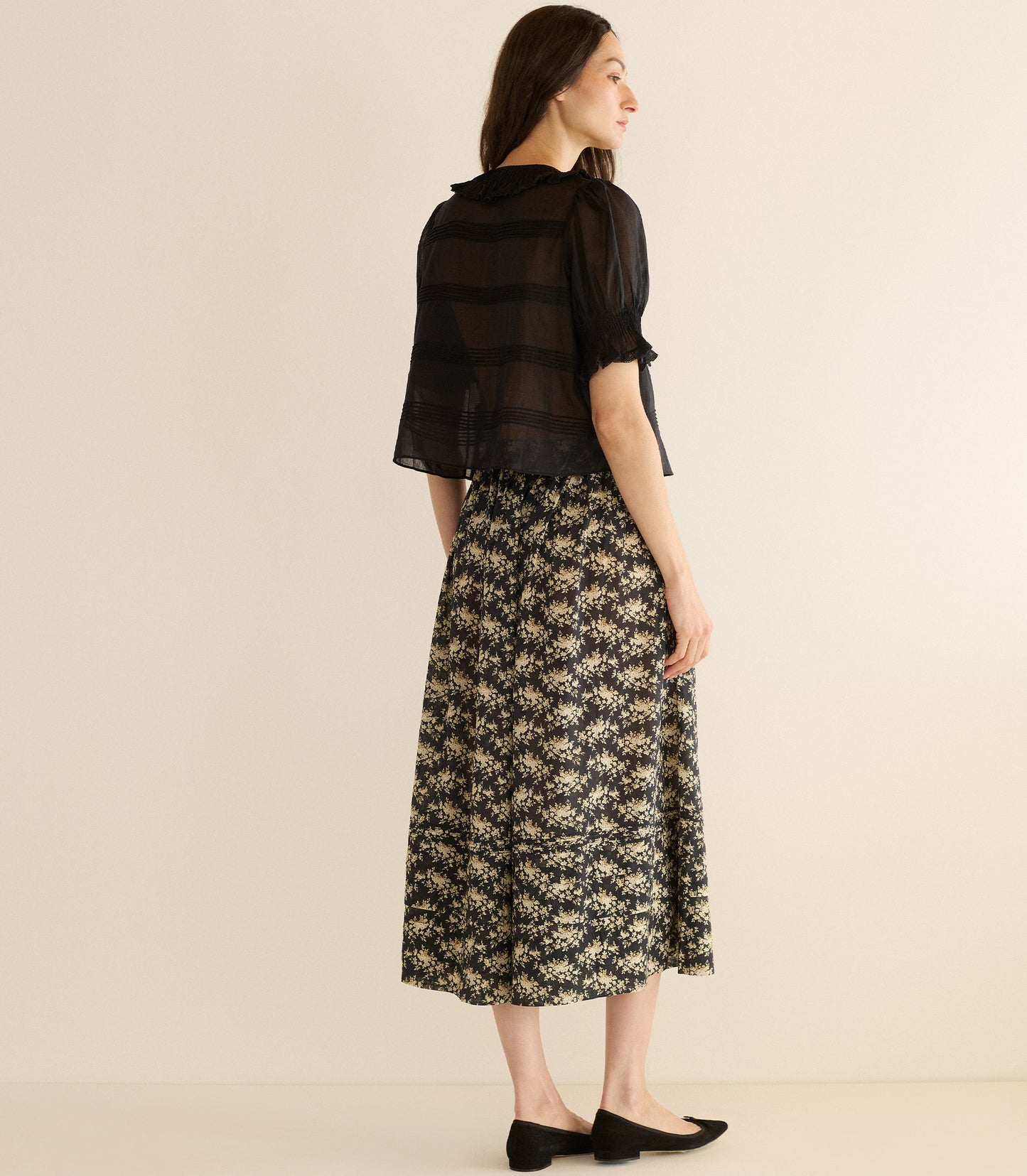 MARCIE SKIRT -- NOIR ROSIER FLORAL