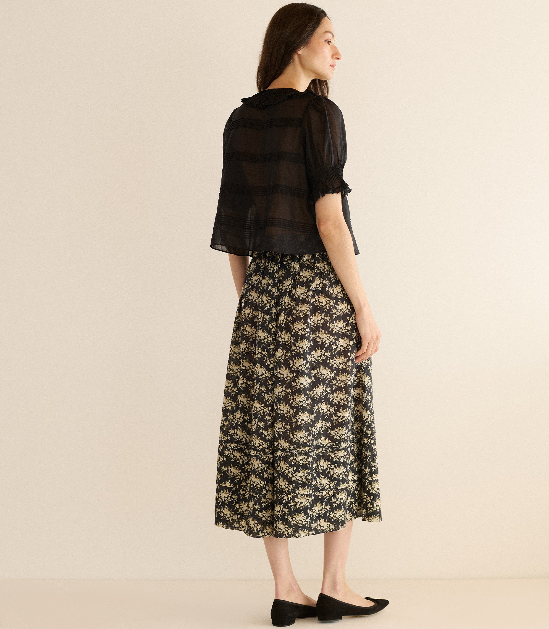 MARCIE SKIRT -- NOIR ROSIER FLORAL view 6