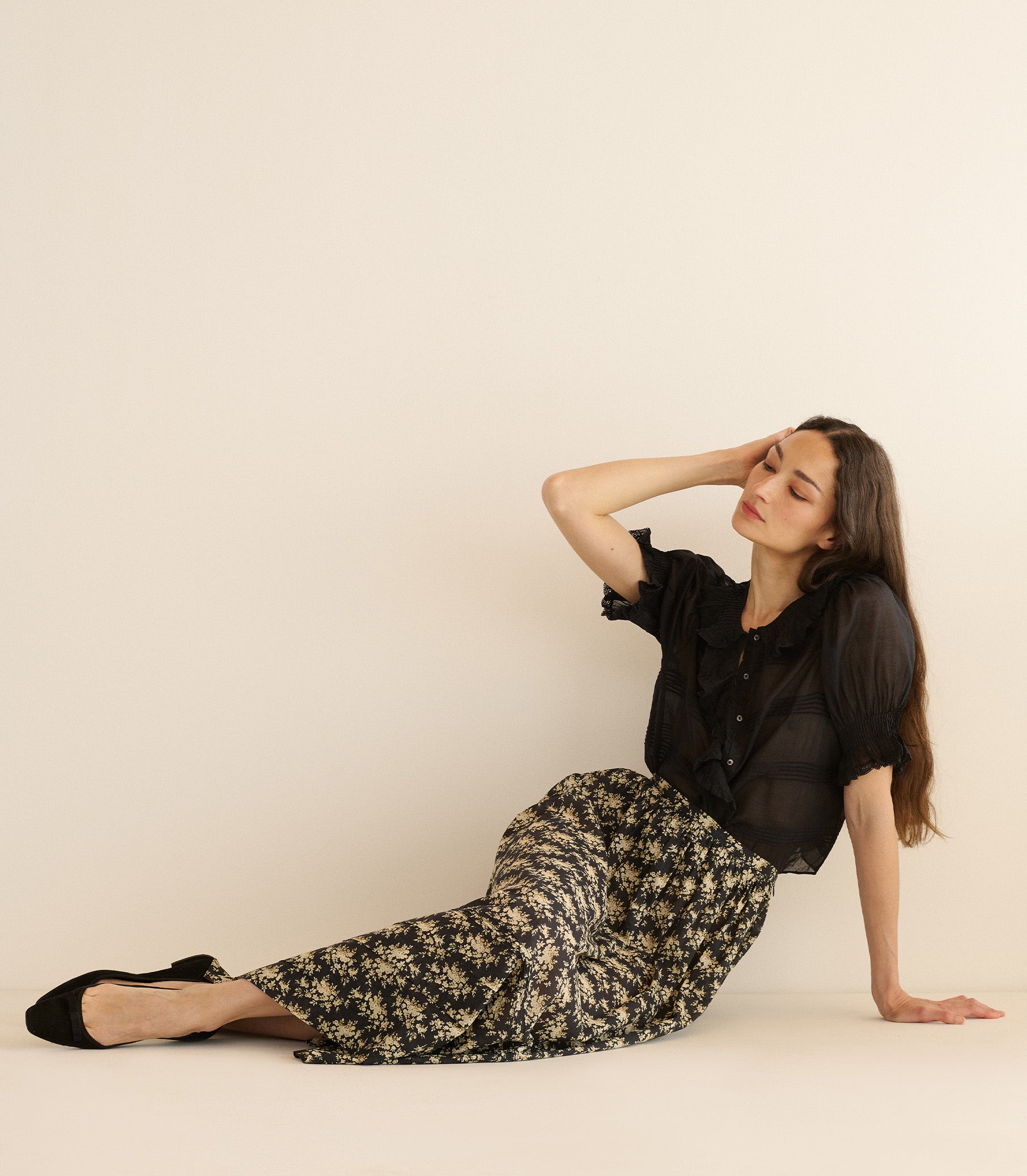 MARCIE SKIRT -- NOIR ROSIER FLORAL view 5