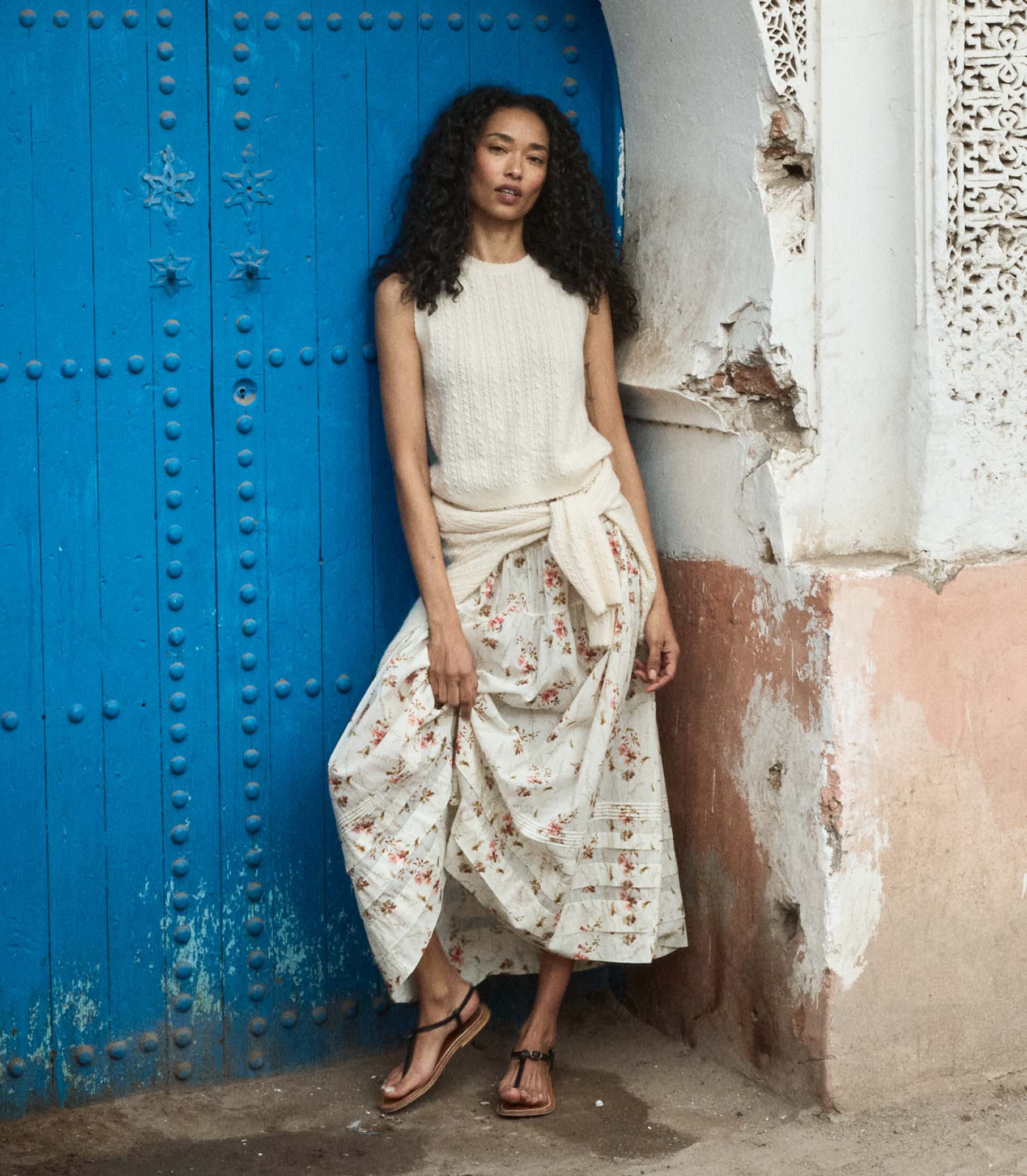 MARIE SKIRT -- BLANC PRAIRIE ROSE view 2
