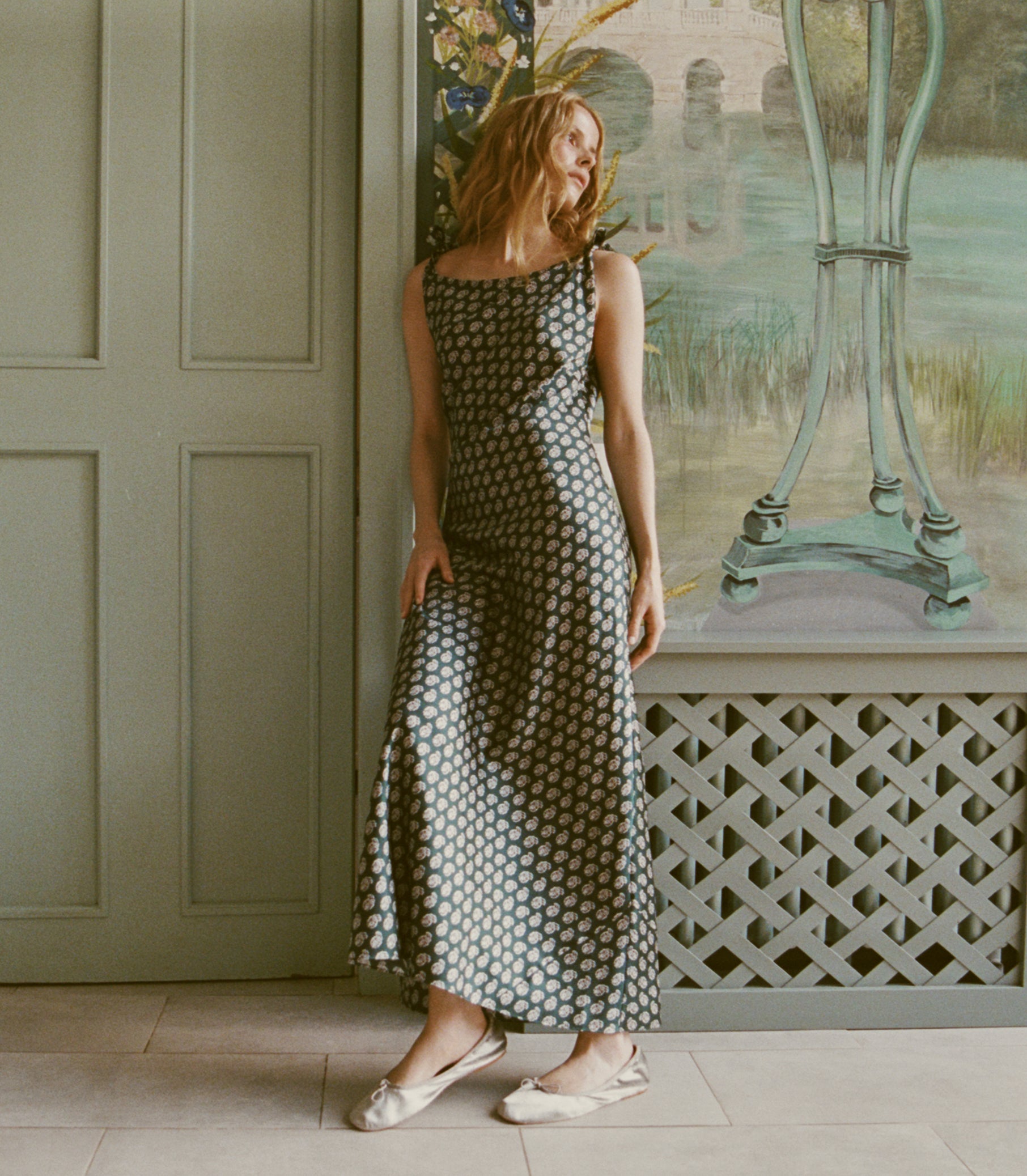 doen green dress DEN Women's Valerine Dress, Emerald Hollyhock Hills | Size: XS beaded floral motifs by artisans in India ITEM: Doen Colette Dress COLOR: