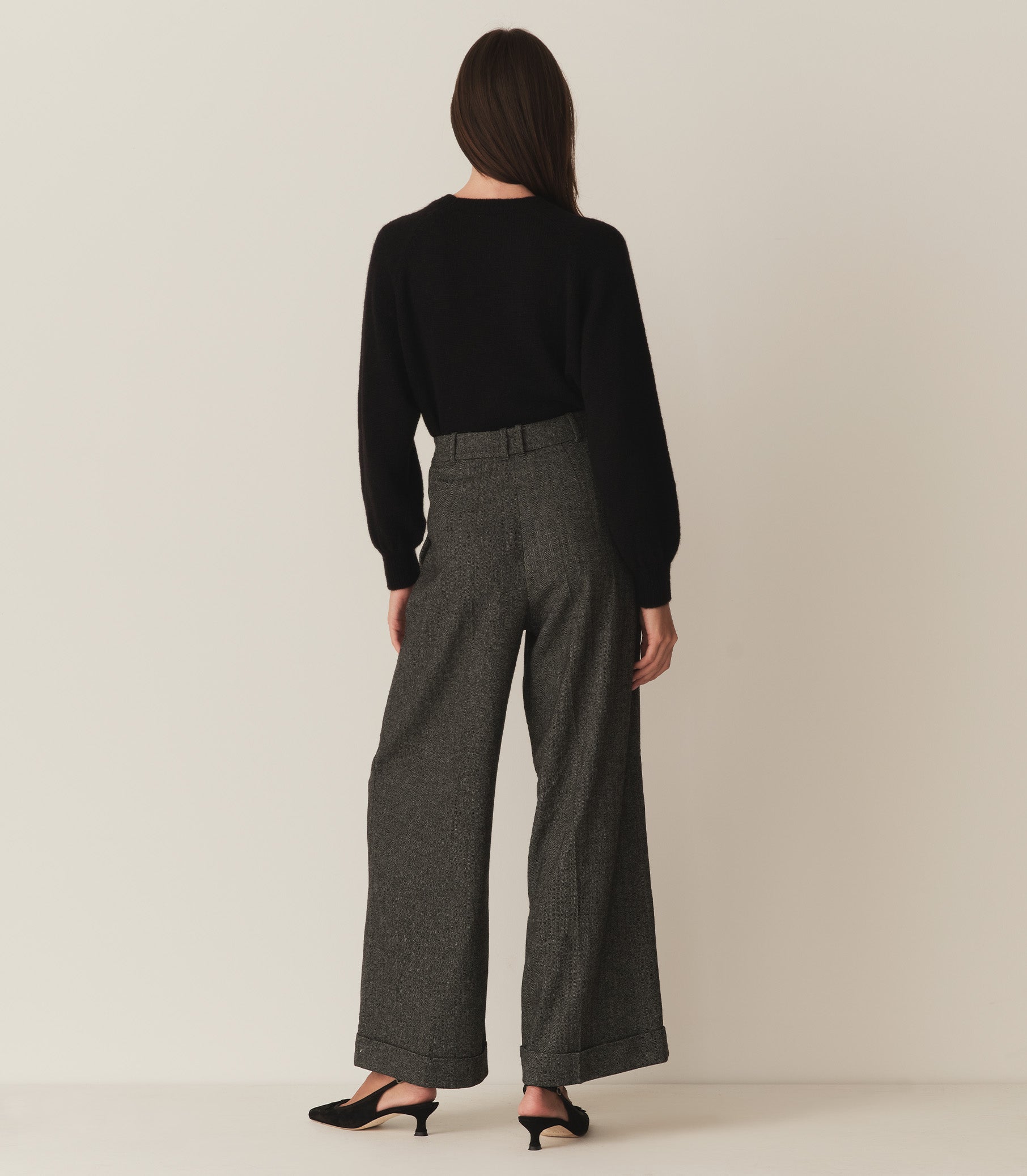 LAWRENCE PANT -- BLACK HERRINGBONE view 4