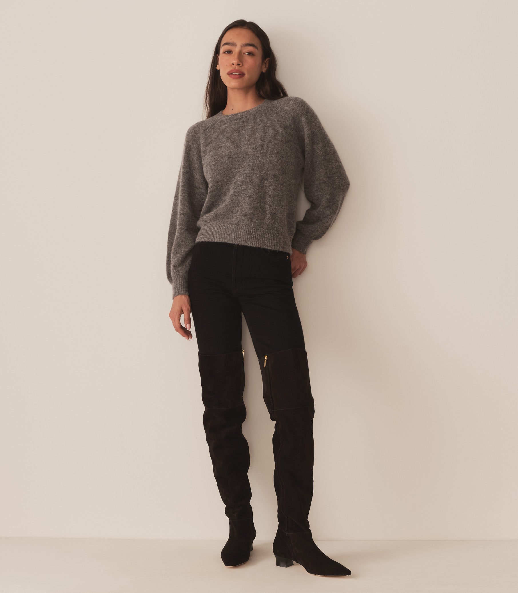 MARSENA SWEATER -- DARK HEATHER GREY view 3