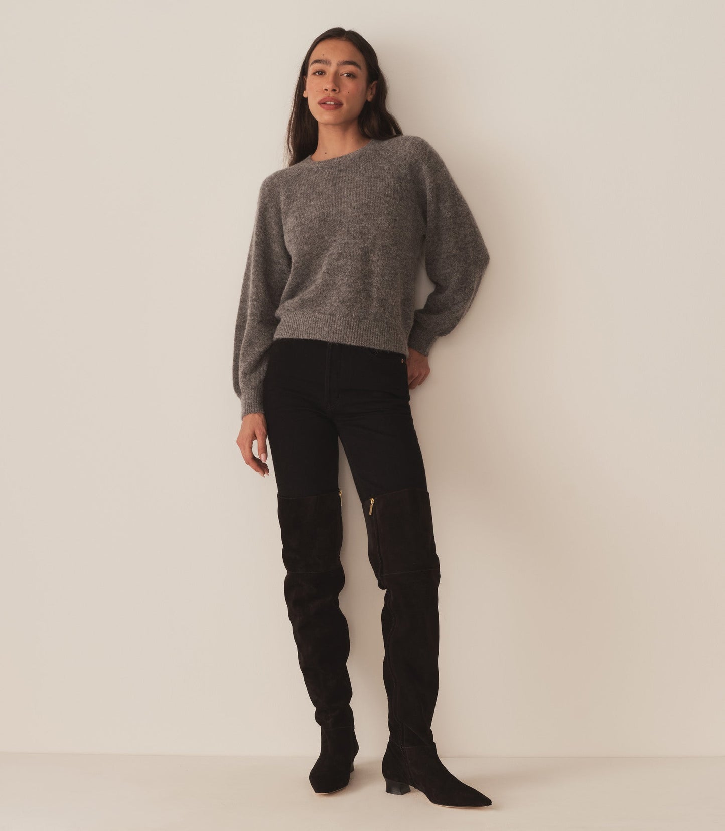 HMD -- MARSENA SWEATER -- DARK HEATHER GREY