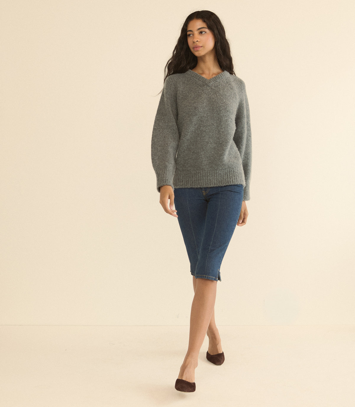 MERIT SWEATER -- CHARCOAL MELANGE