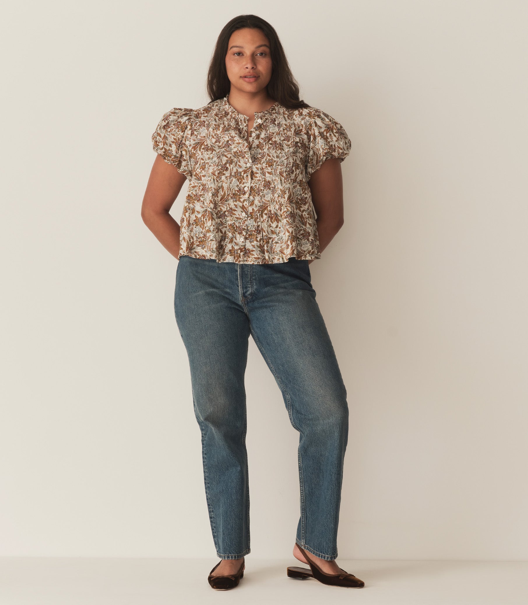 MILLIE TOP -- BLANC NARCISSUS FLORAL view 5