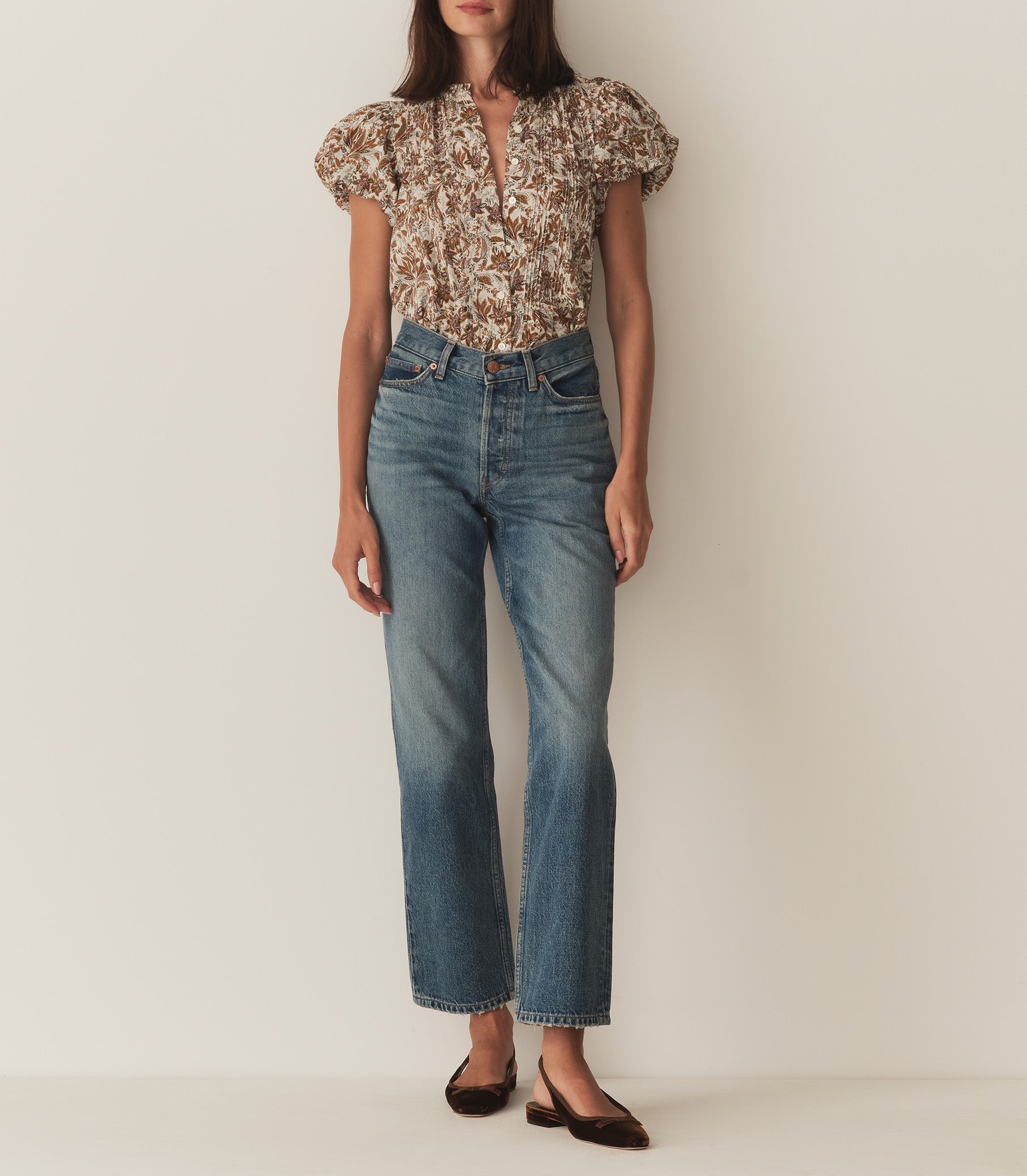 MILLIE TOP -- BLANC NARCISSUS FLORAL view 2