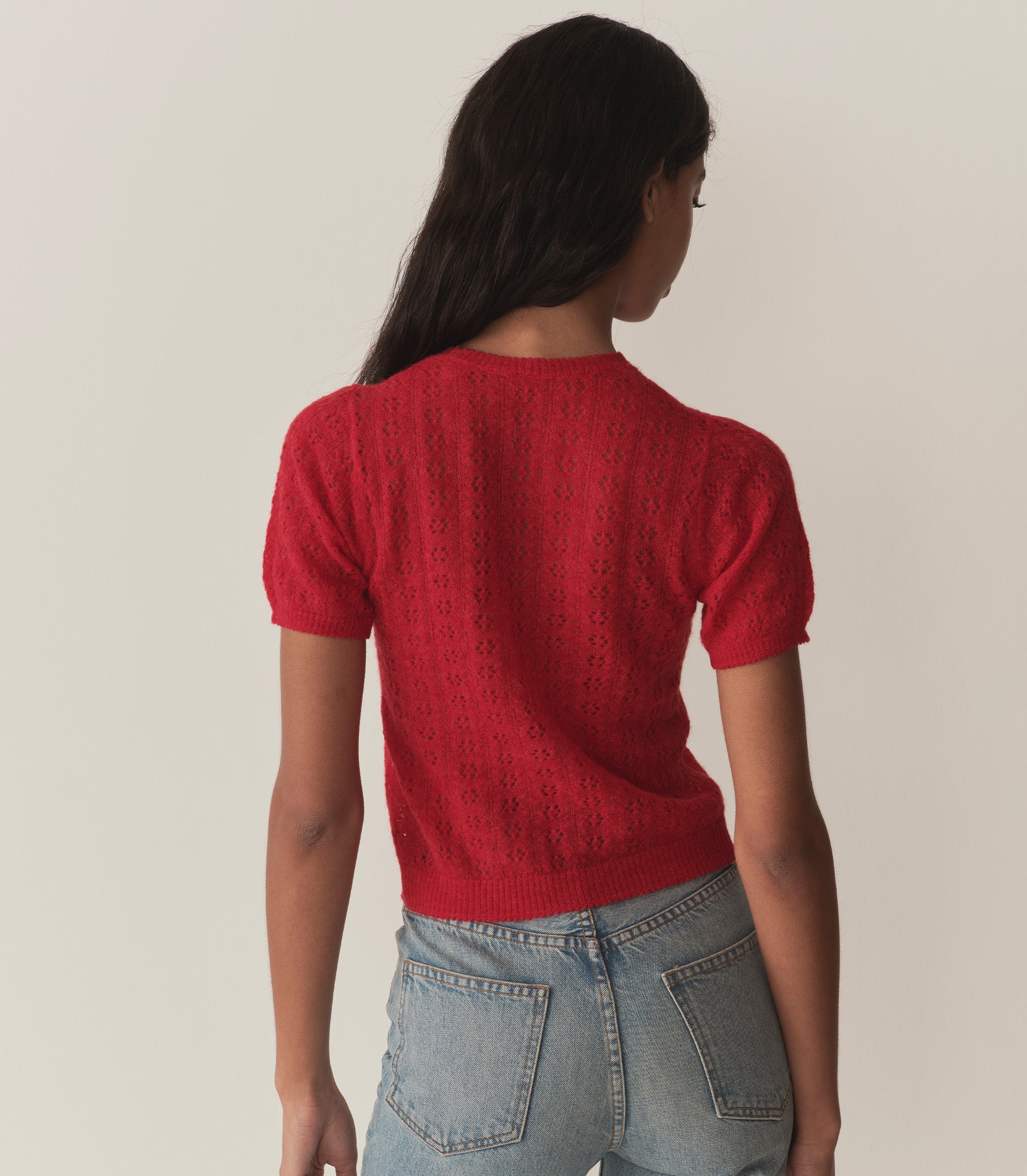 MONICA SWEATER -- CHERRY RED view 3