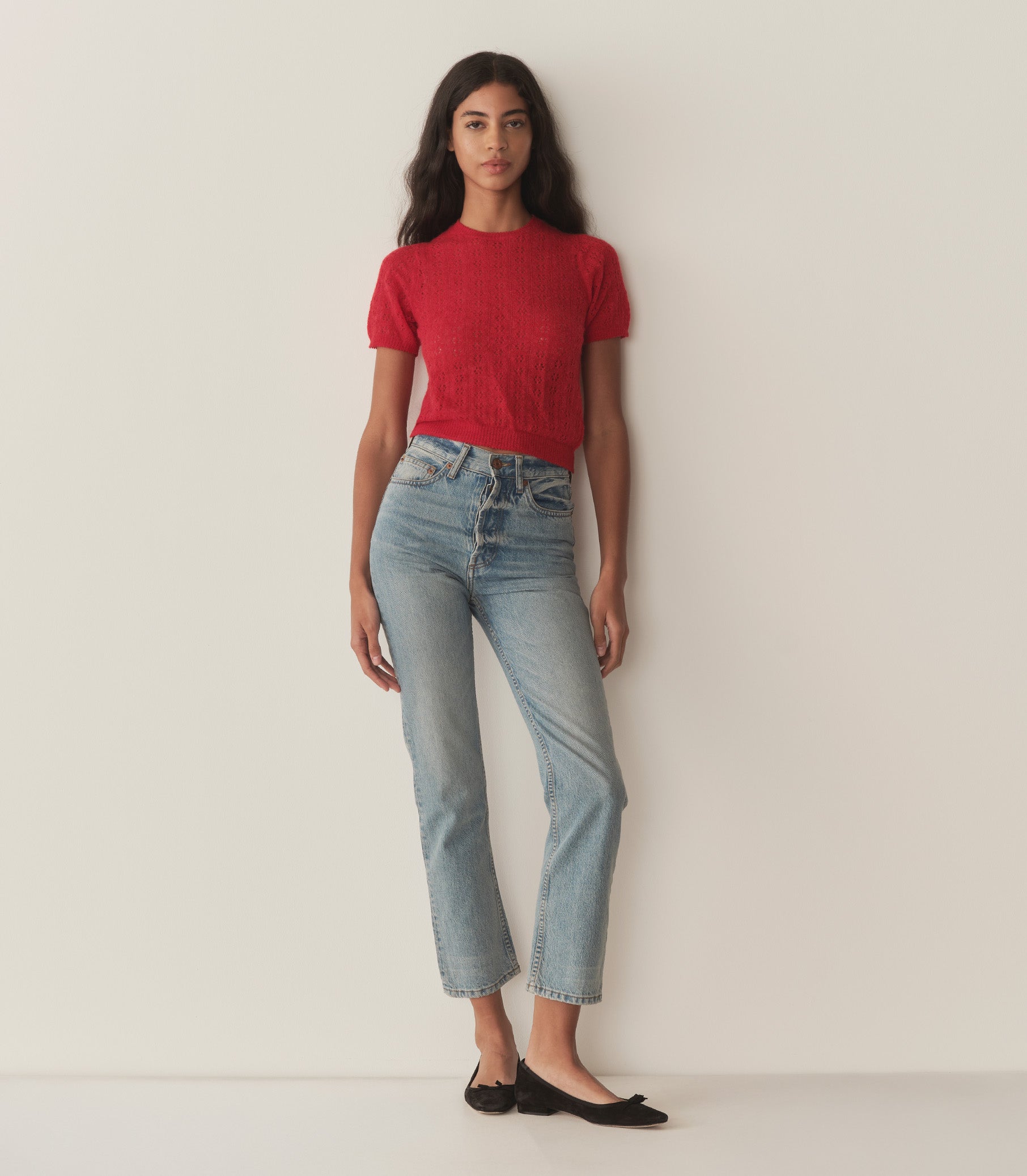 MONICA SWEATER -- CHERRY RED view 2