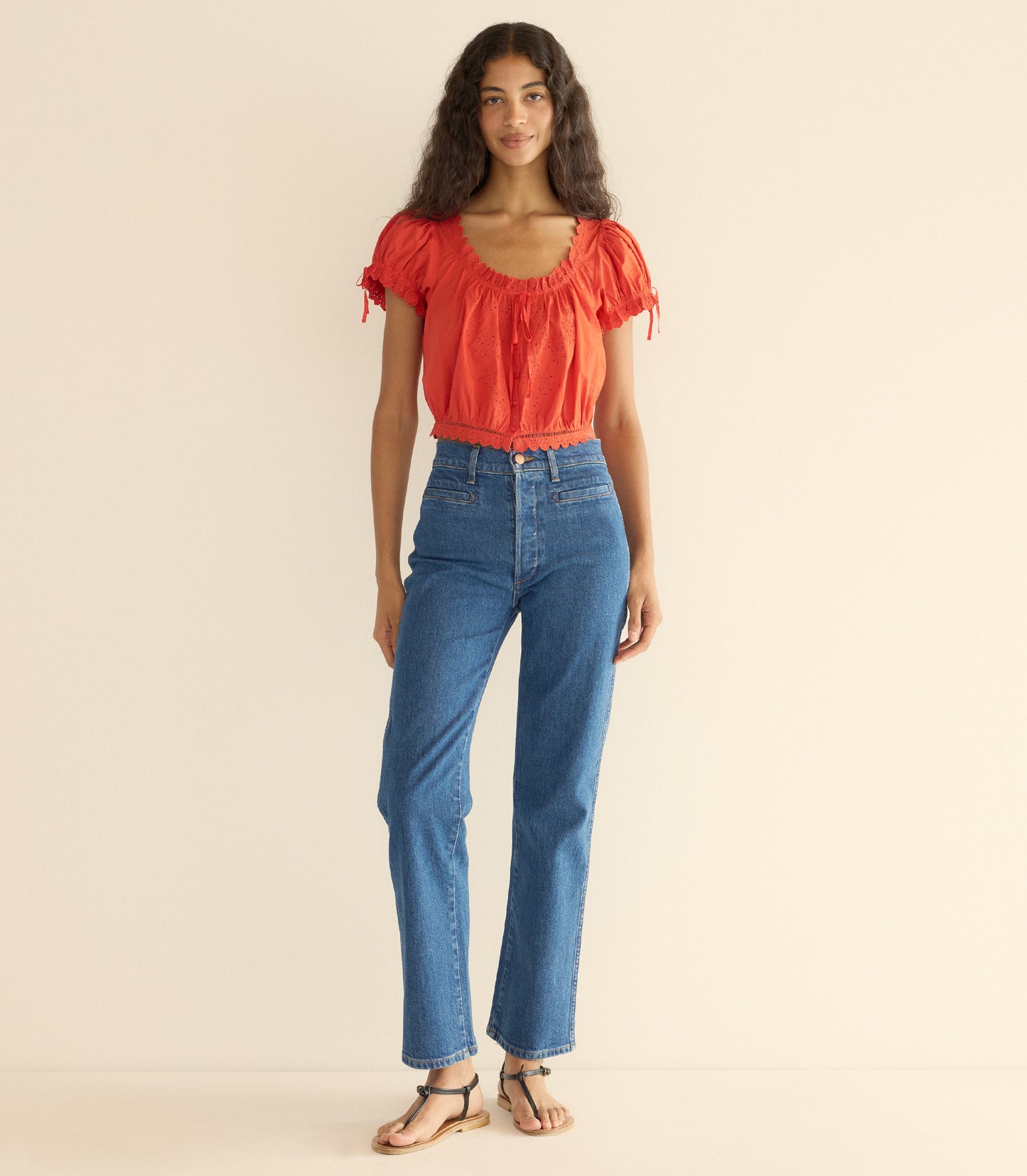 NERA TOP -- RED ZINNIA