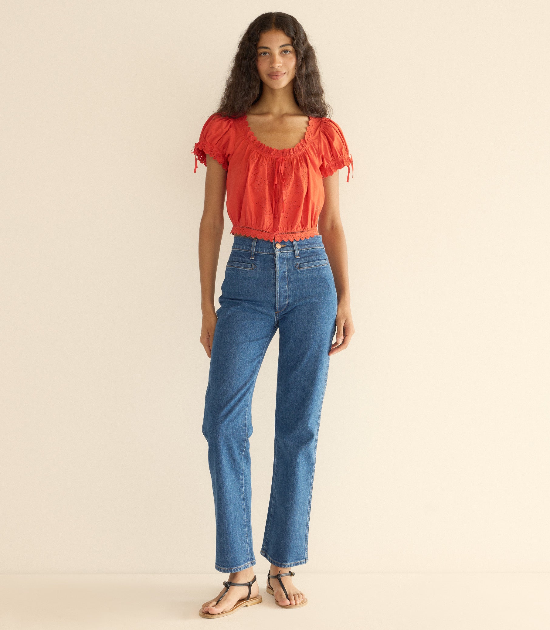 NERA TOP -- RED ZINNIA view 2