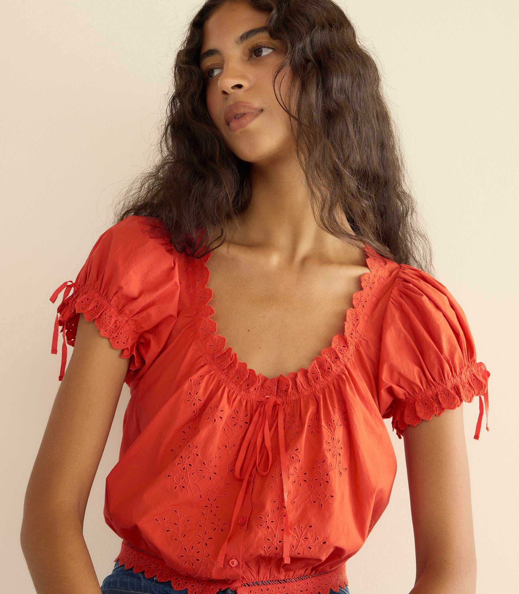 NERA TOP -- RED ZINNIA view 3