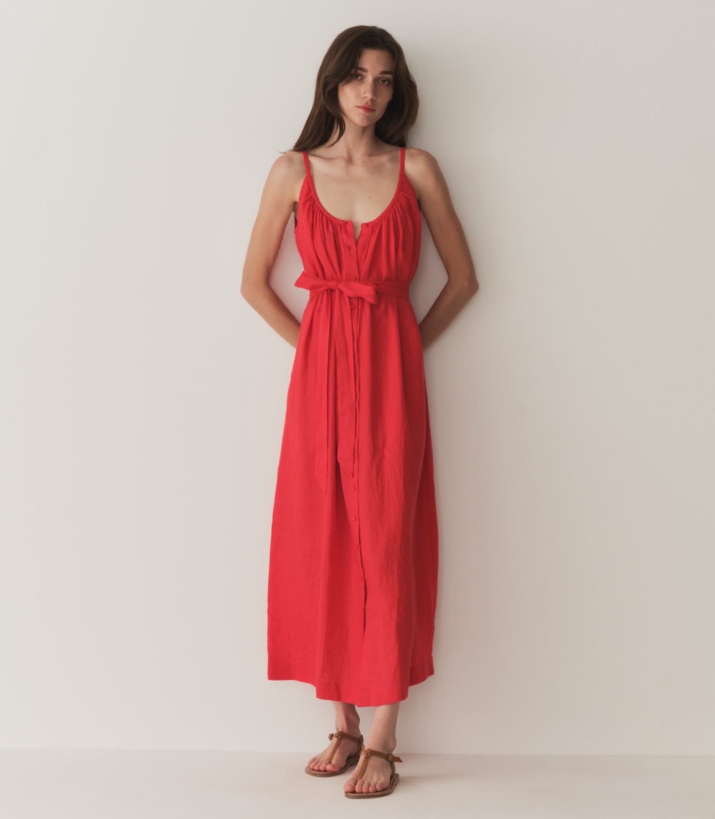 HMD -- NEVITA LINEN DRESS -- SCARLET