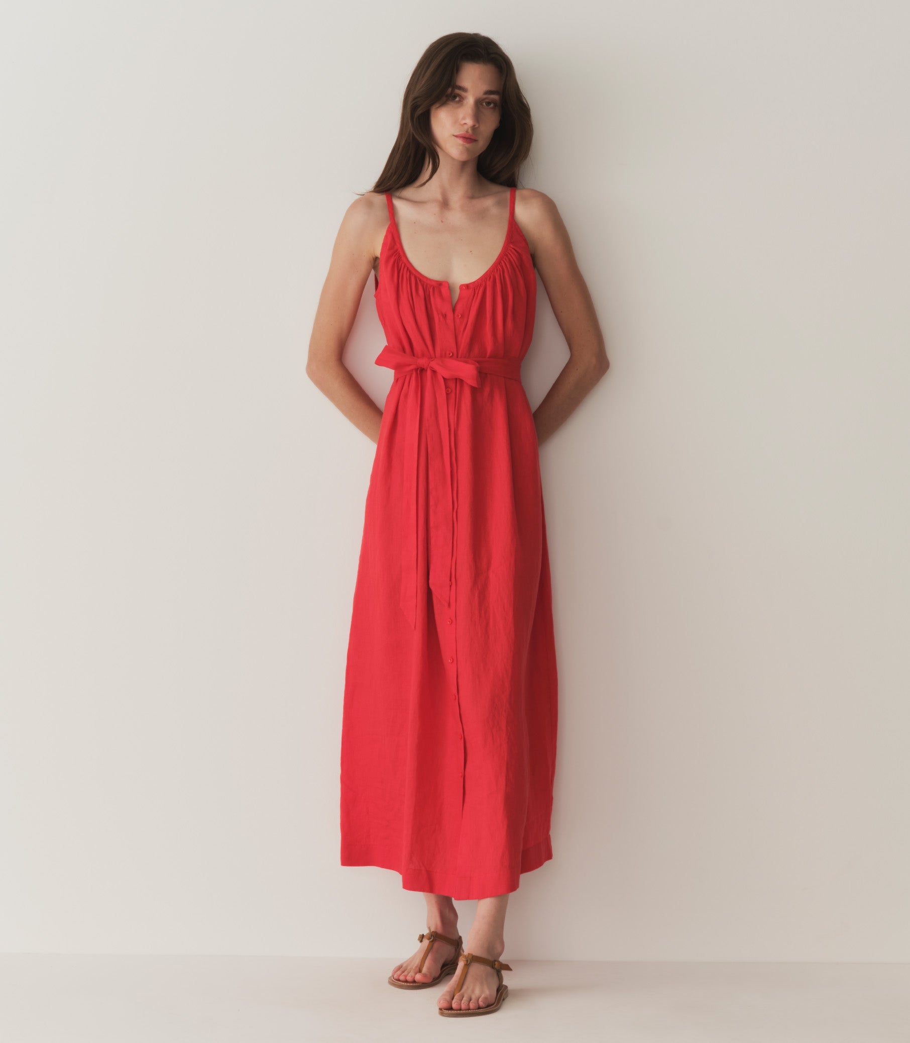 HMD -- NEVITA LINEN DRESS -- SCARLET view 2
